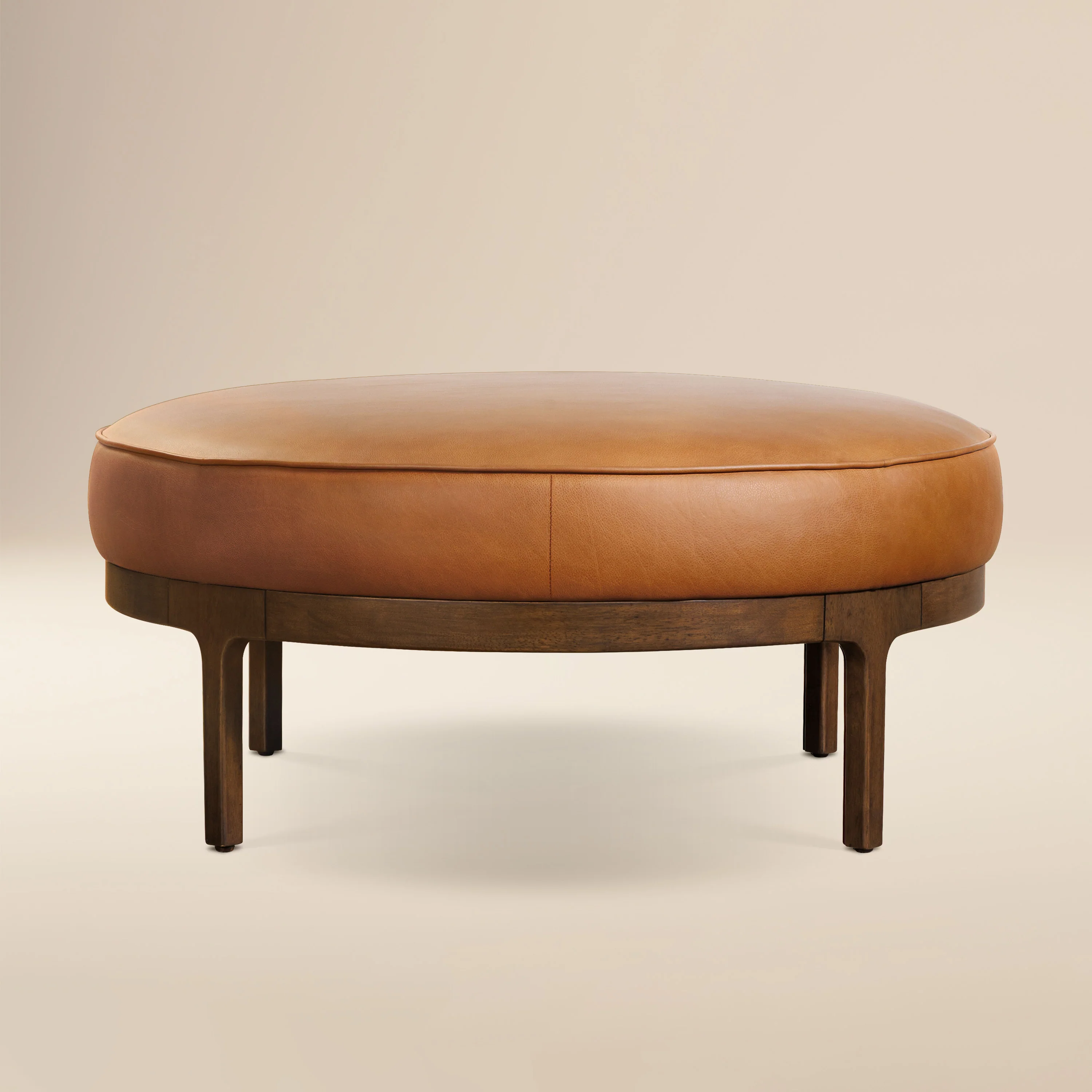 Cosmo Leather Ottoman (39") | Saddle Tan