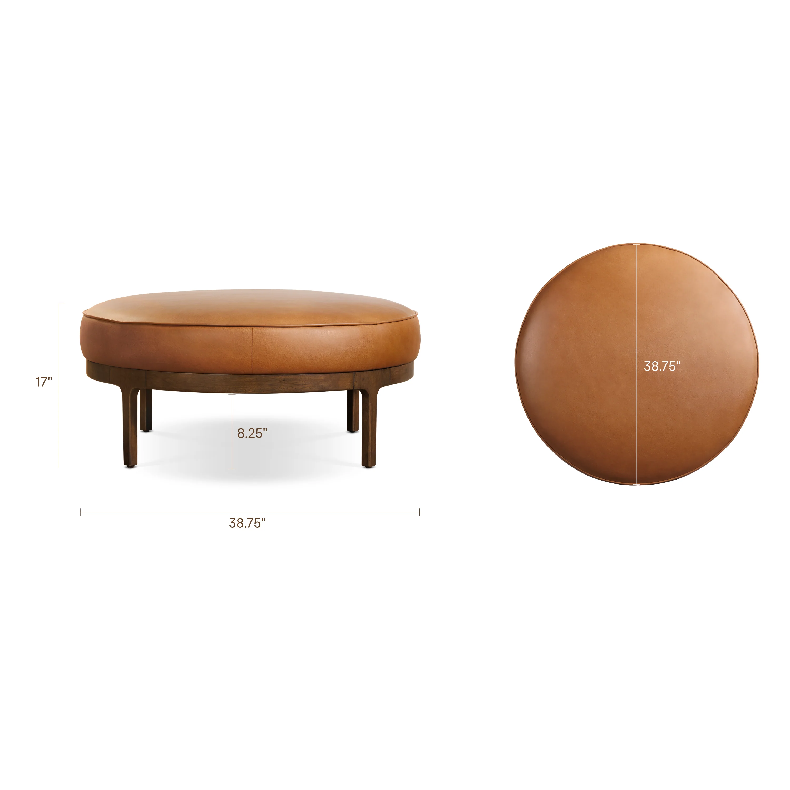Cosmo Leather Ottoman (39") | Saddle Tan - Image 12
