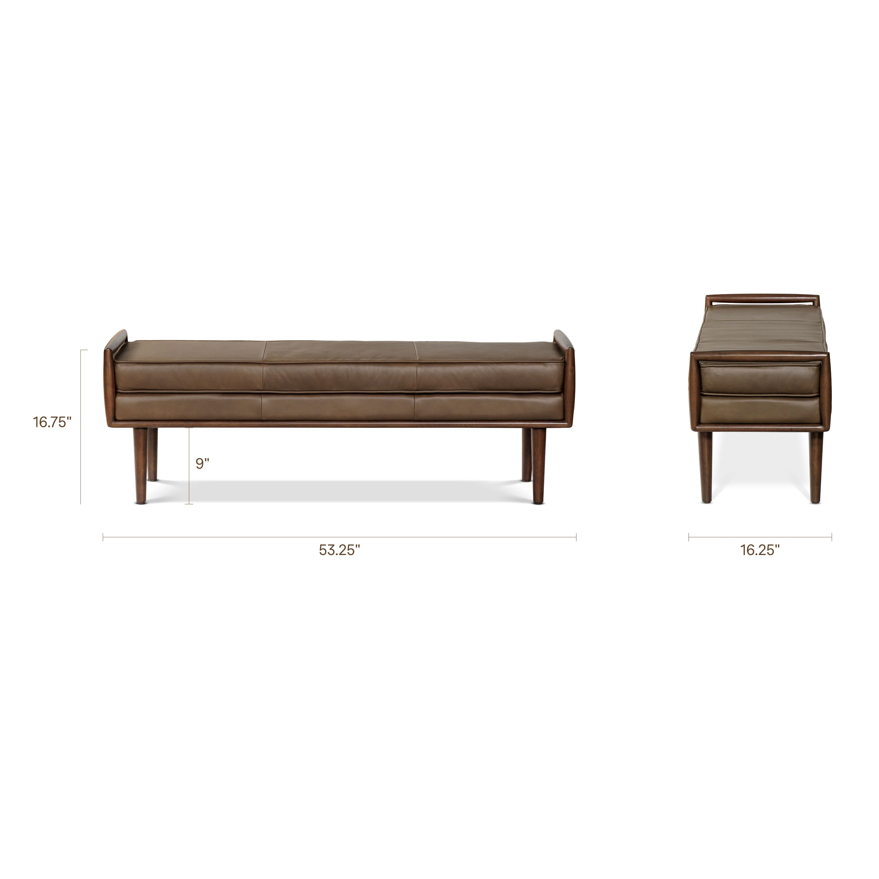 Cura 53.5" Leather Bench | Cocoa Brown - Image 13