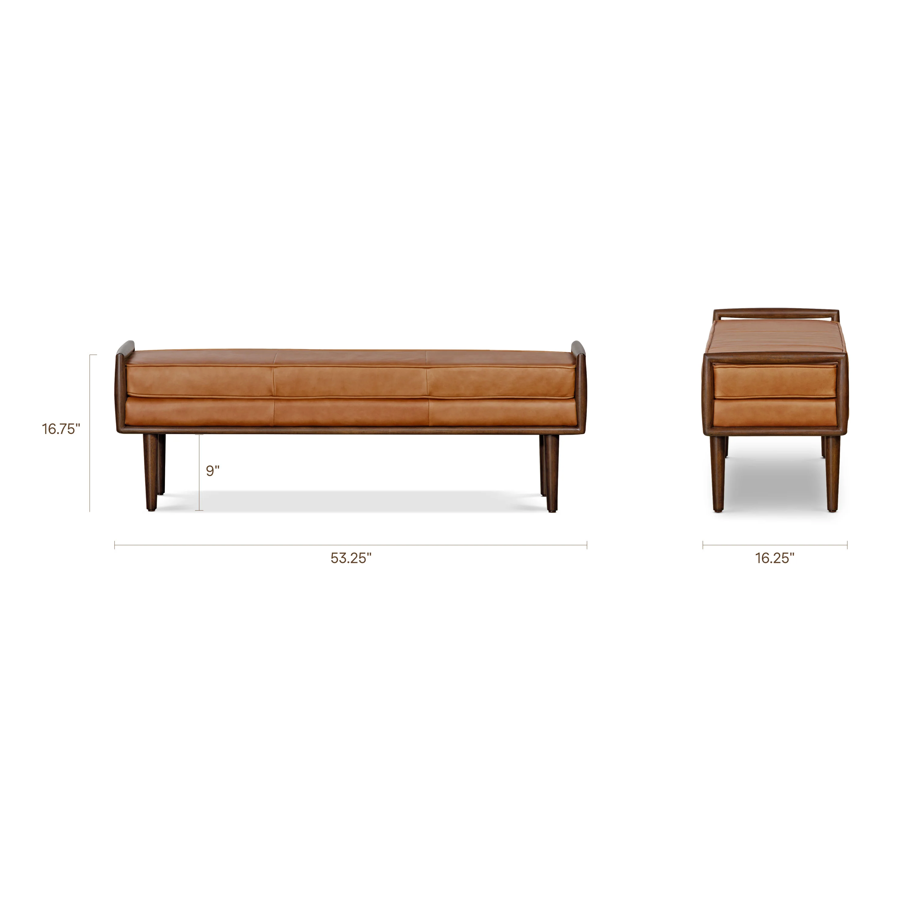 Cura 53.5" Leather Bench | Cognac Tan - Image 13