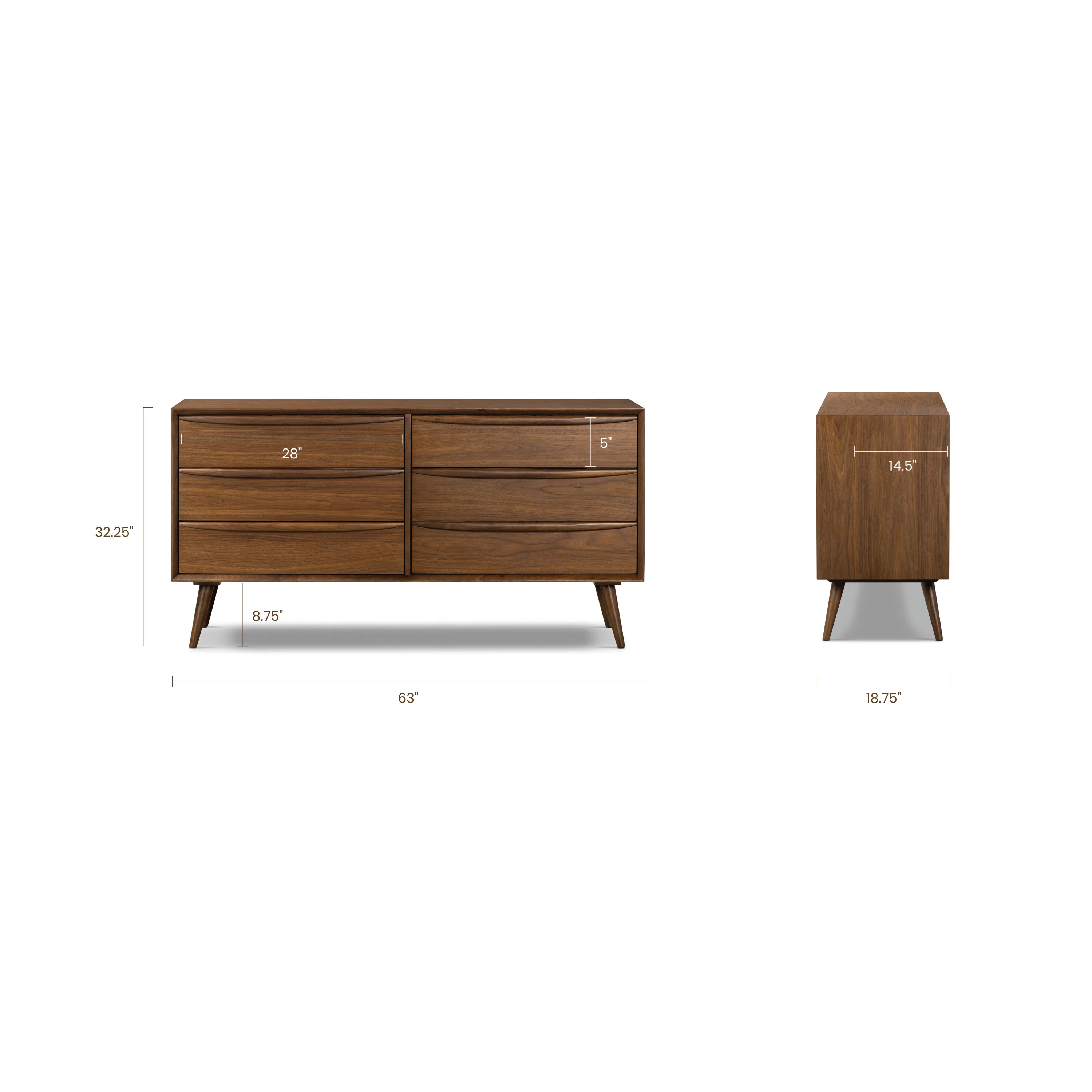 Cura 6 Drawer Dresser | Walnut - Image 17