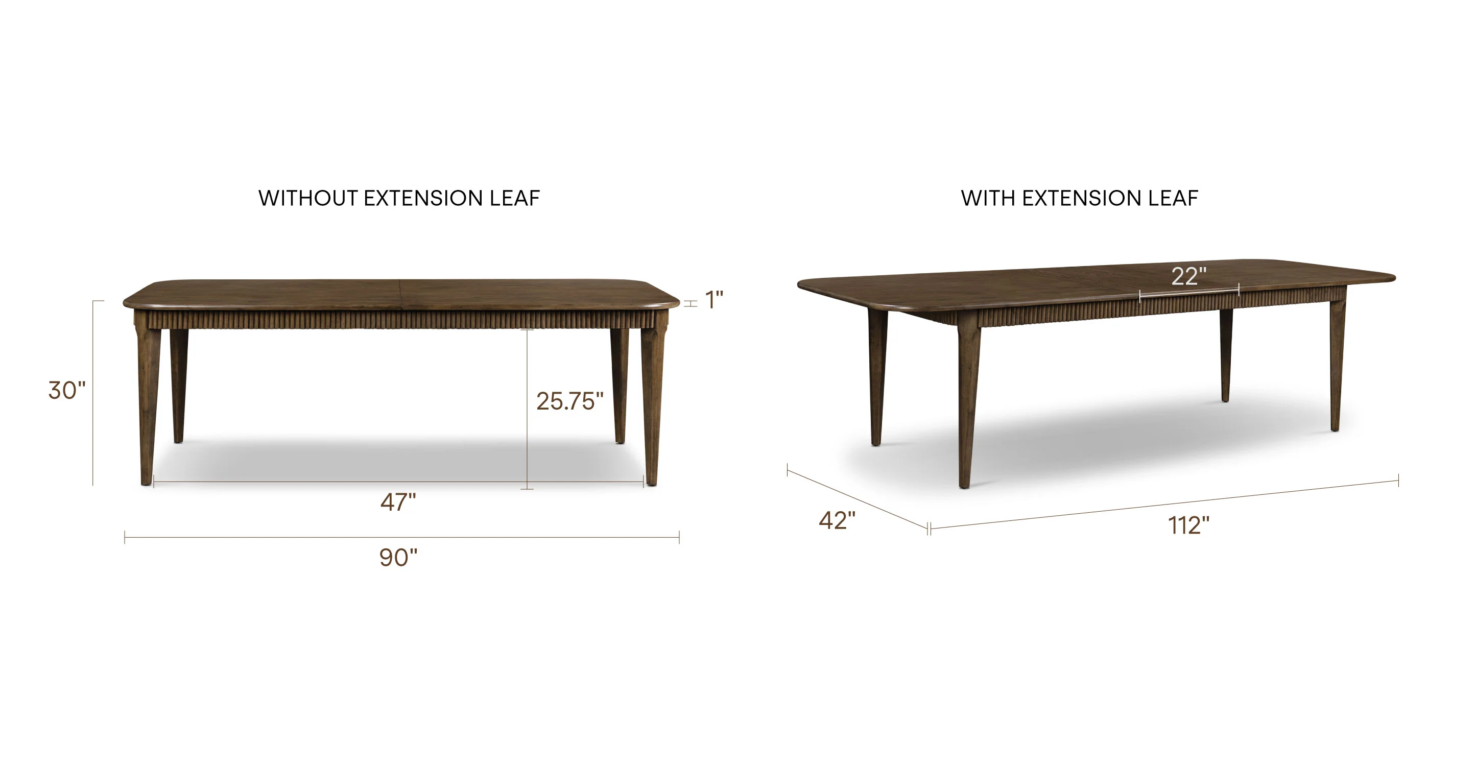 Deja Extension Dining Table (90" - 112") | Tundra Brown - Image 15