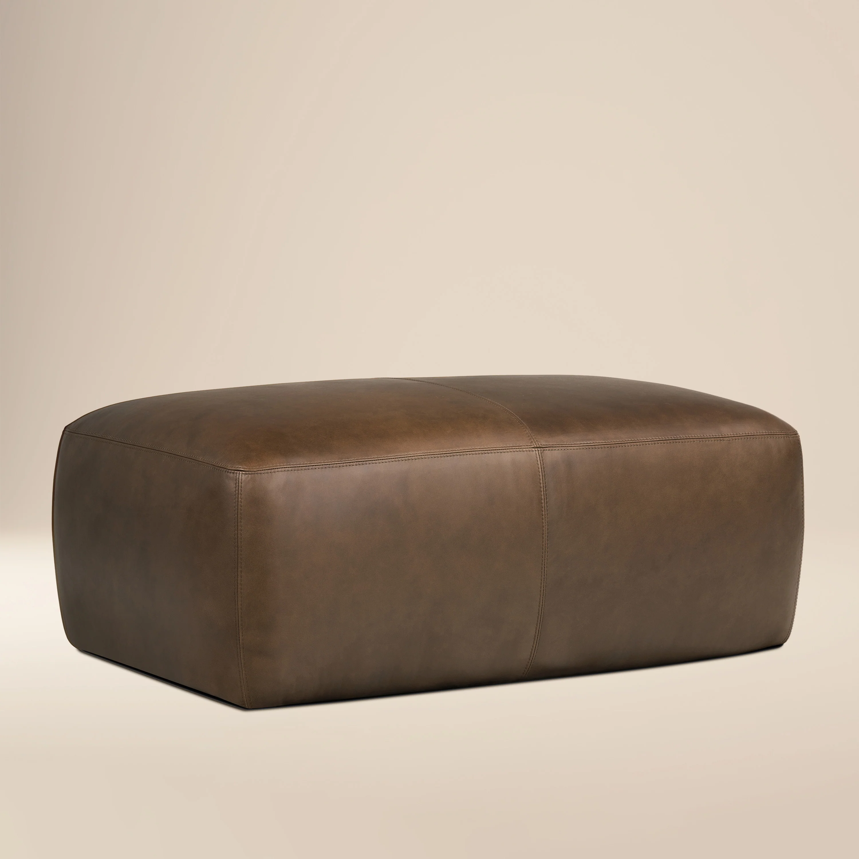 Denver Leather Ottoman | Cocoa Brown