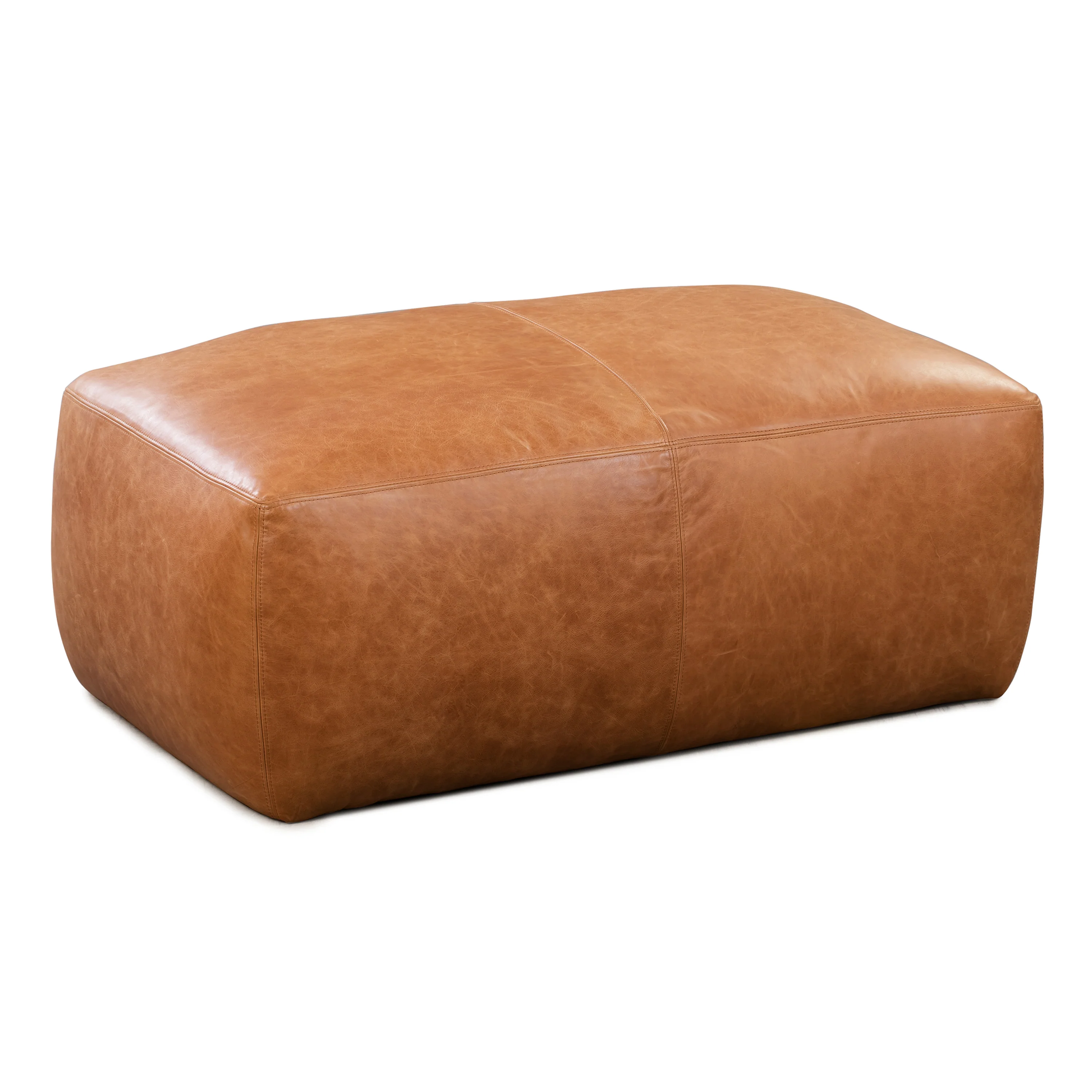 Denver Leather Ottoman | Cognac Tan - Image 4