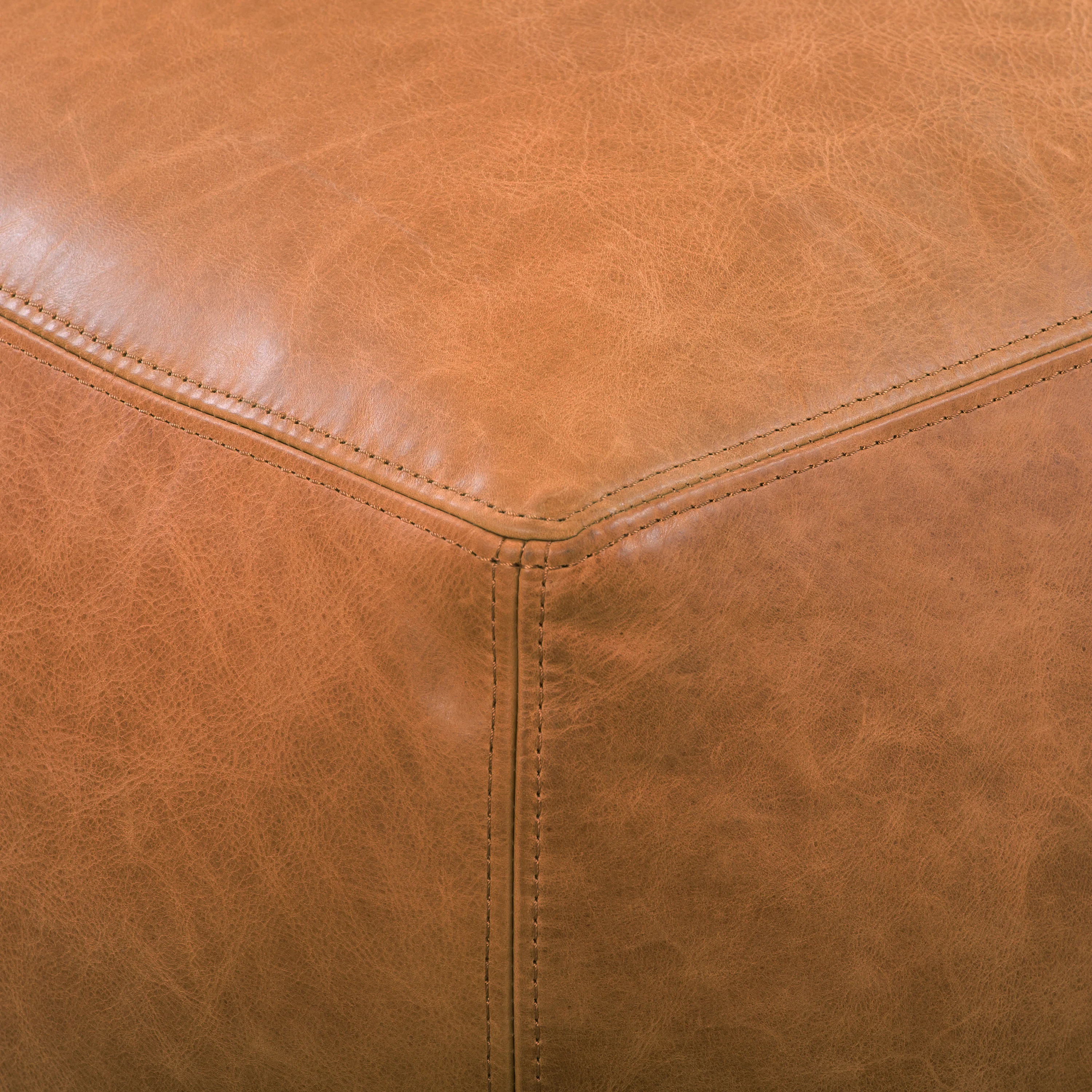 Denver Leather Ottoman | Cognac Tan - Image 9