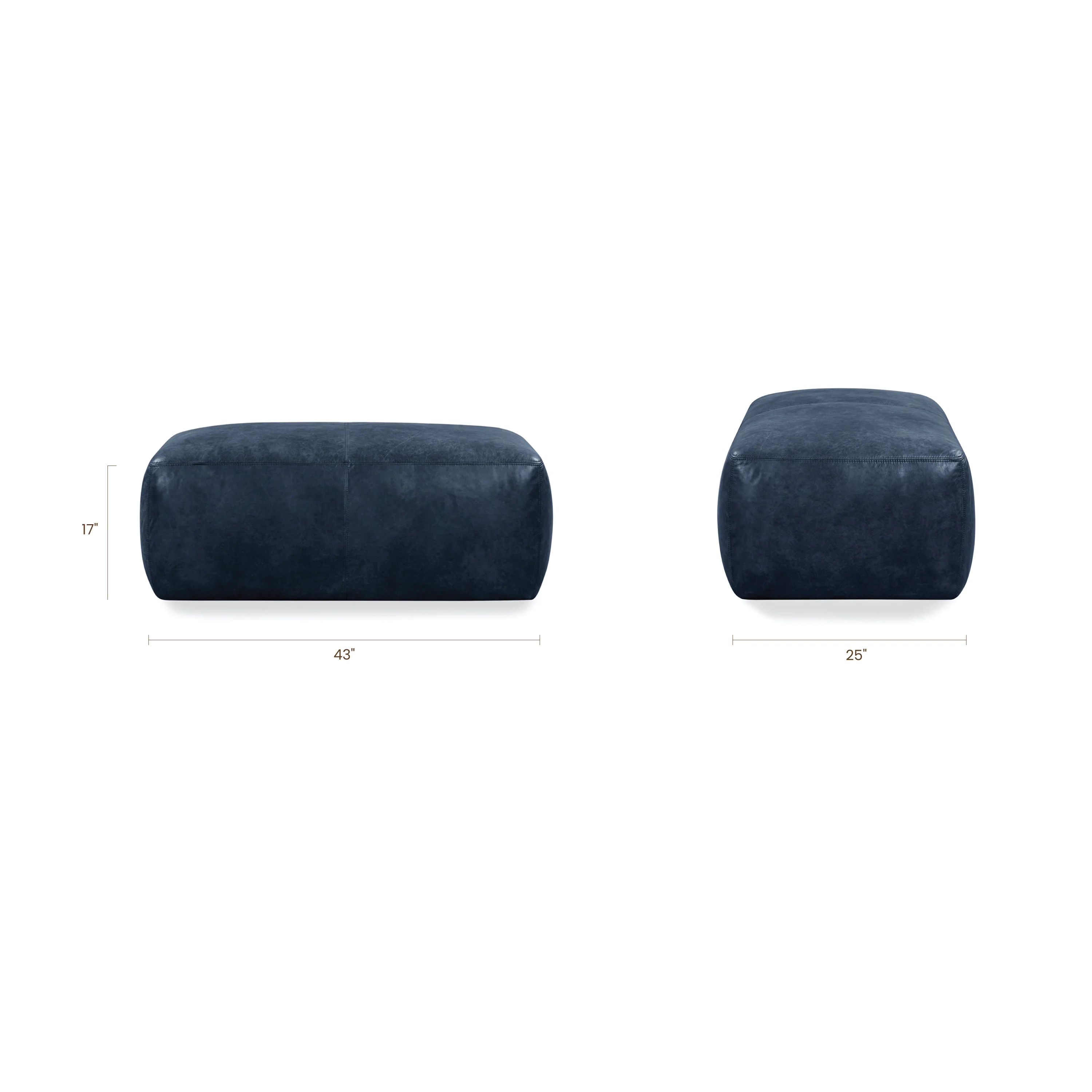 Denver Leather Ottoman | Midnight Blue - Image 11