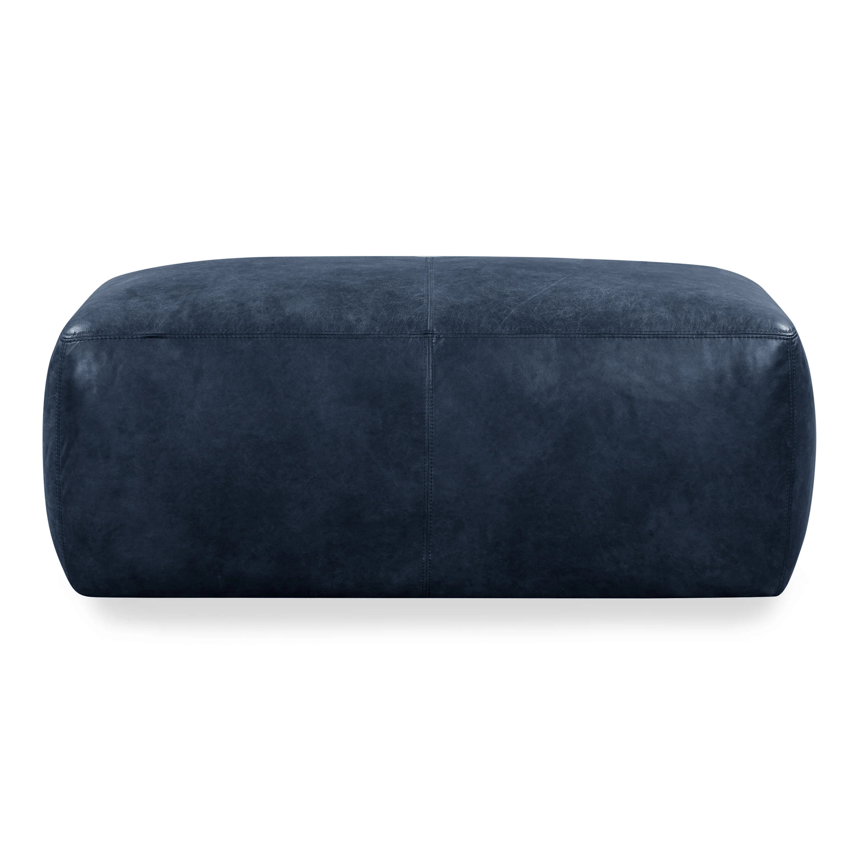 Denver Leather Ottoman | Midnight Blue - Image 4
