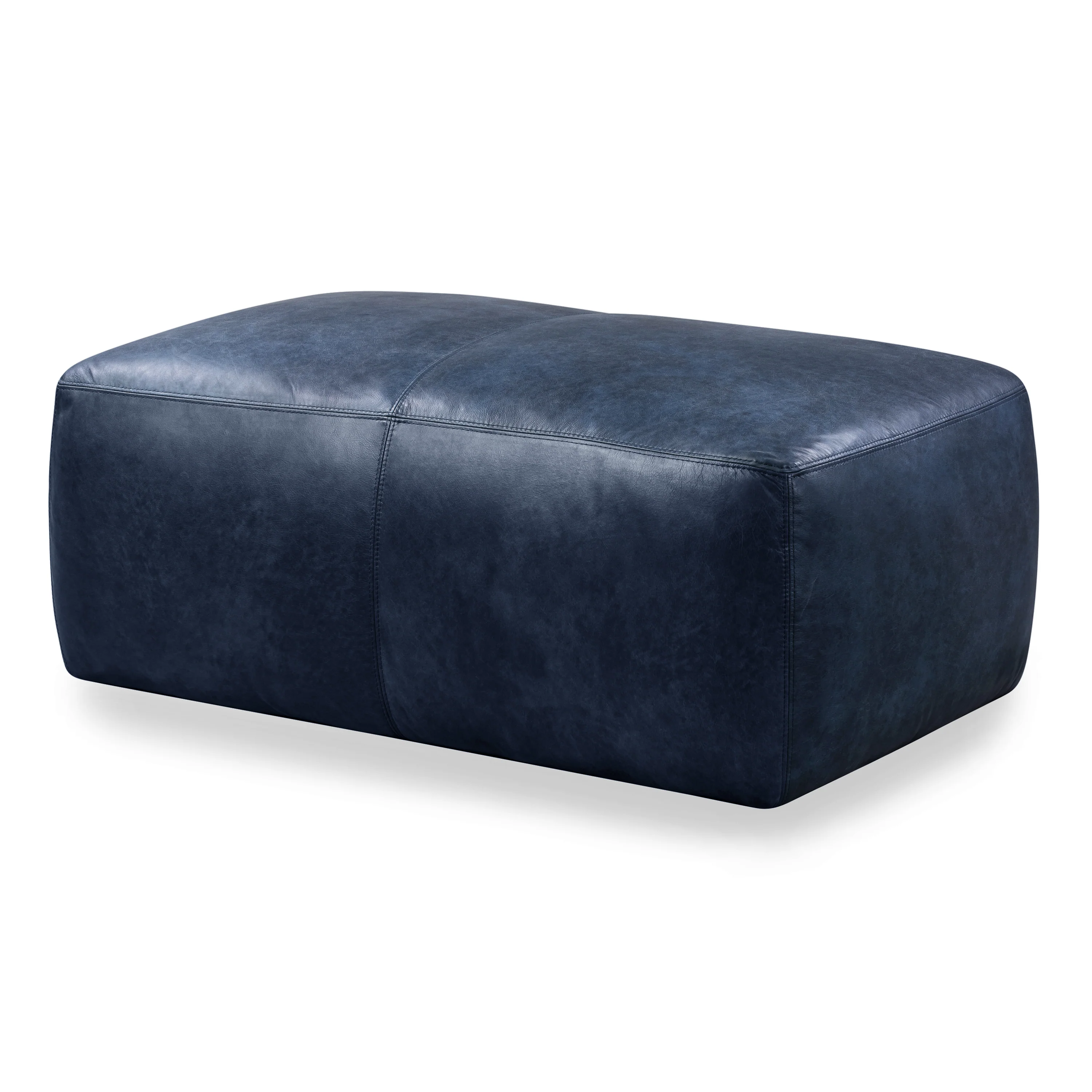 Denver Leather Ottoman | Midnight Blue - Image 7
