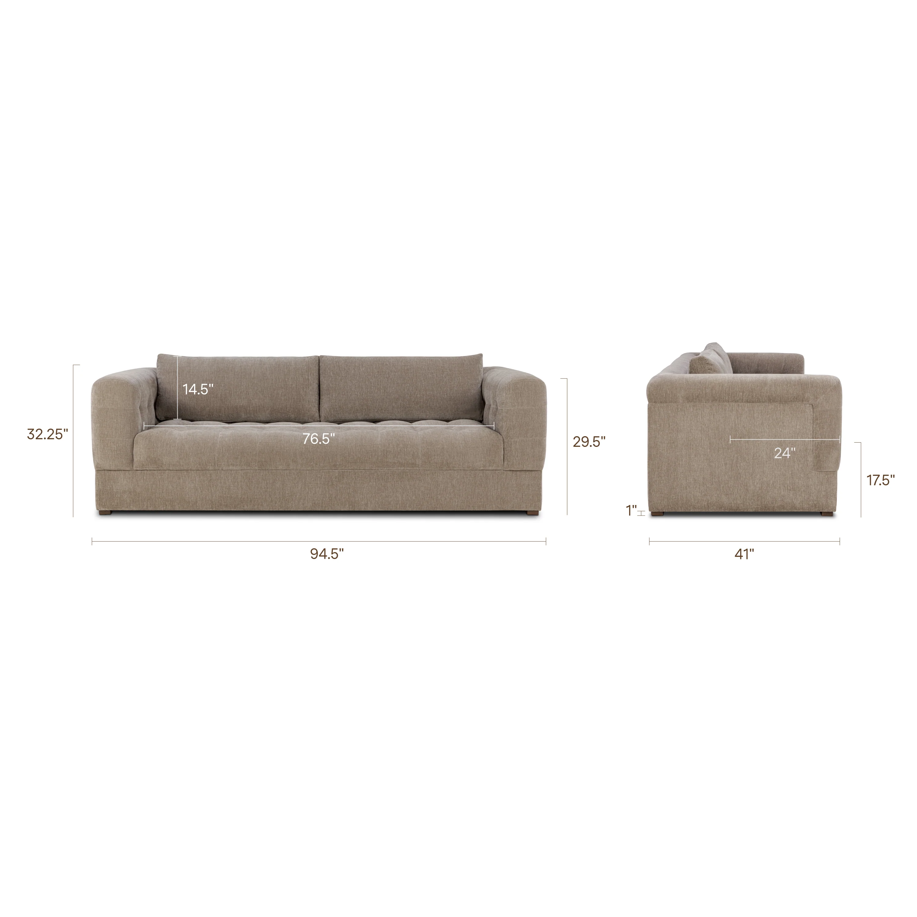 Duke 95" Sofa | Taupe Brown - Image 17