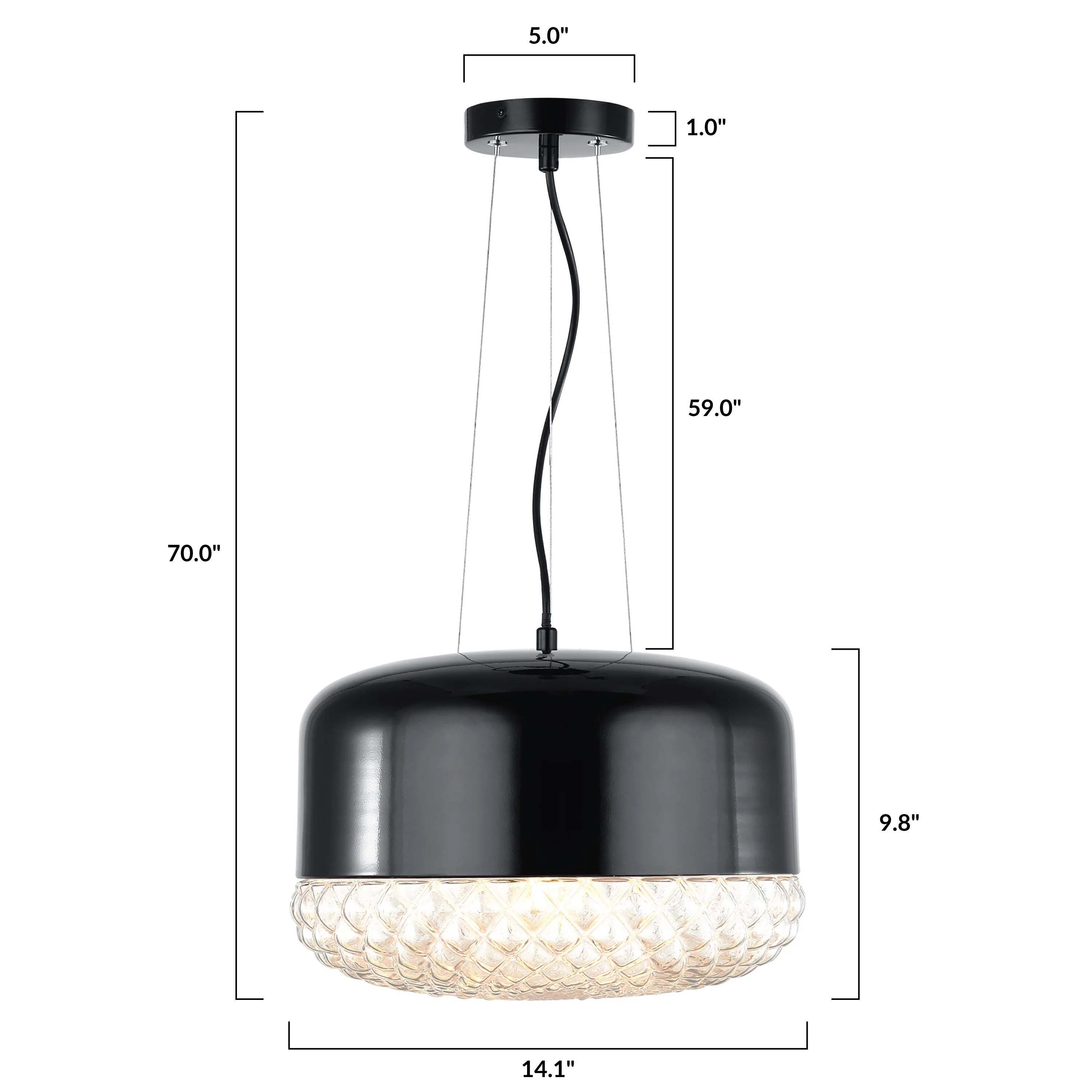 Enzo Pendant Light | Black/Clear - Image 17