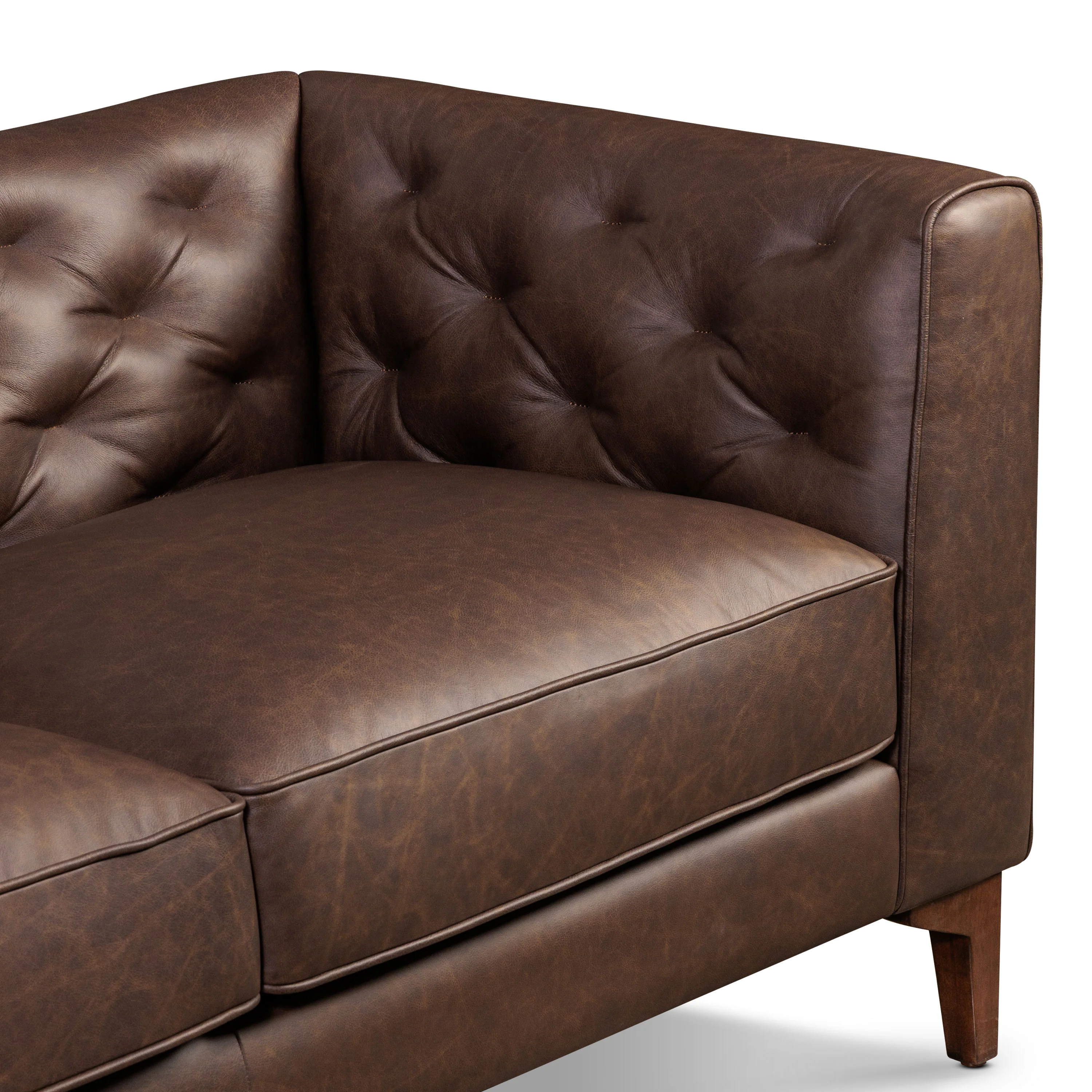 Essex 74" Leather Apartment Sofa | Bridle Brown - Image 11