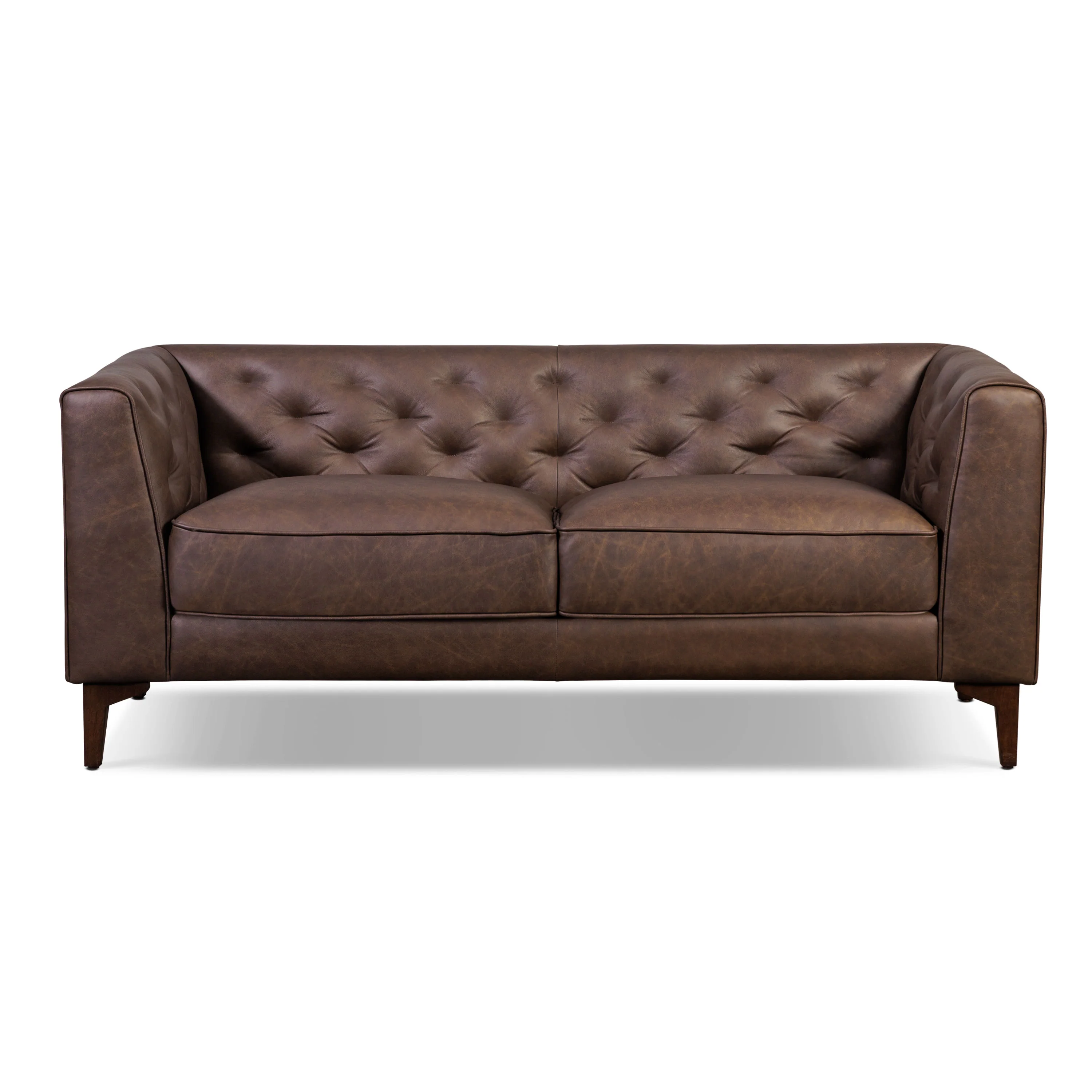 Essex 74" Leather Apartment Sofa | Bridle Brown - Image 3