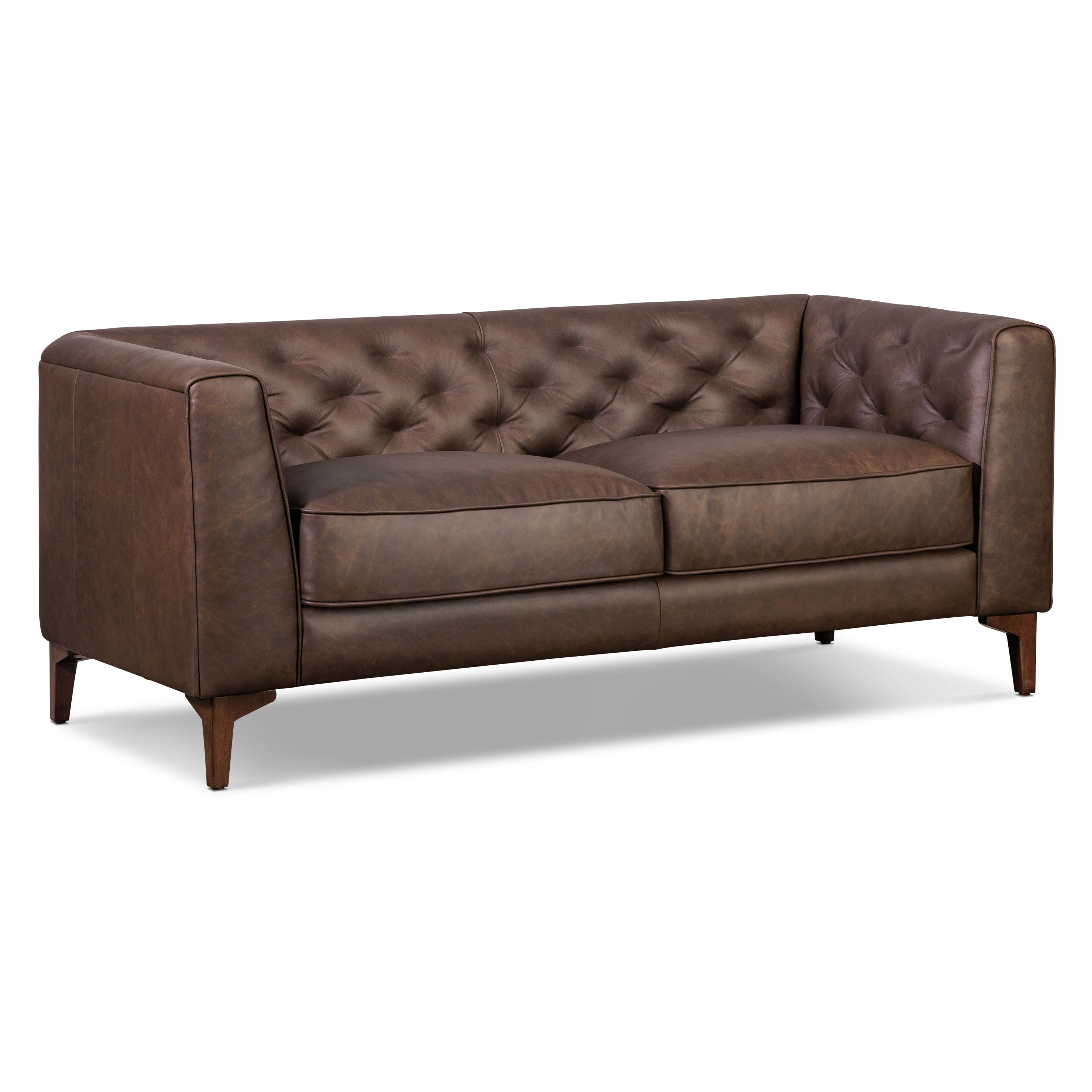 Essex 74" Leather Apartment Sofa | Bridle Brown - Image 4