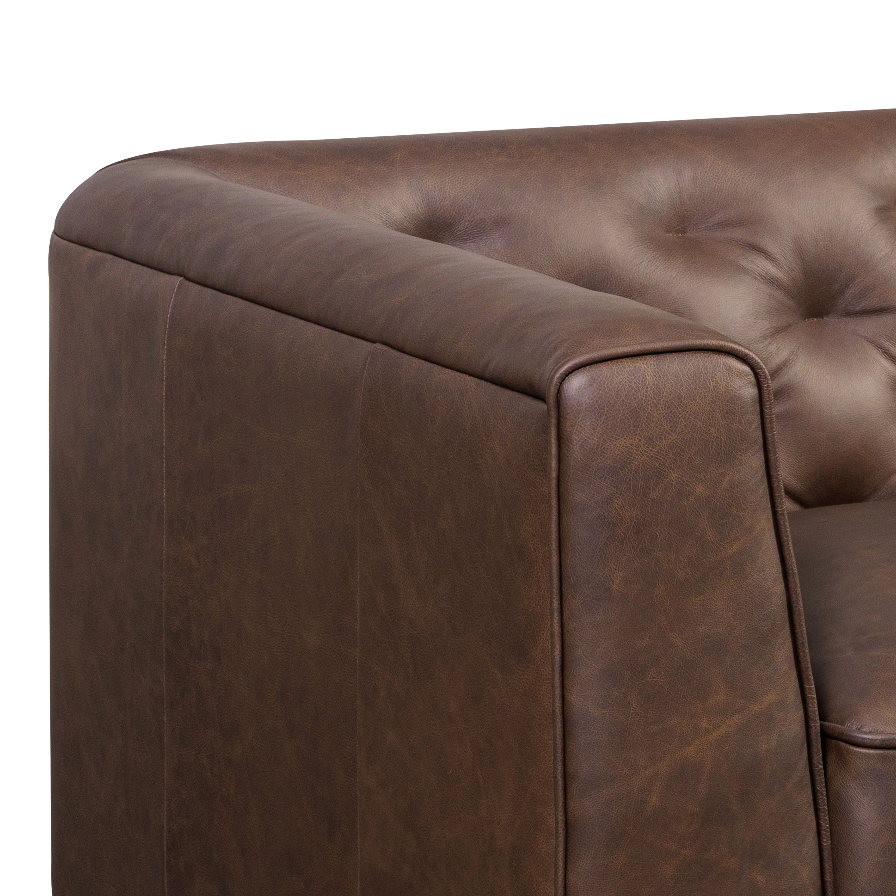 Essex 74" Leather Apartment Sofa | Bridle Brown - Image 9