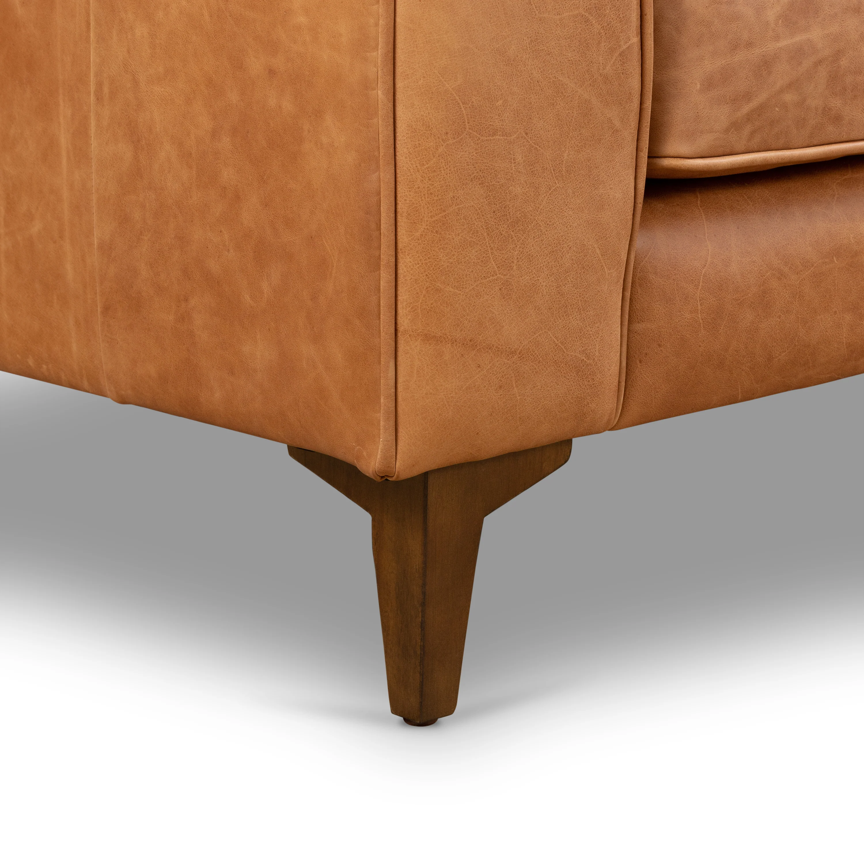 Essex 74" Leather Apartment Sofa | Cognac Tan - Image 11