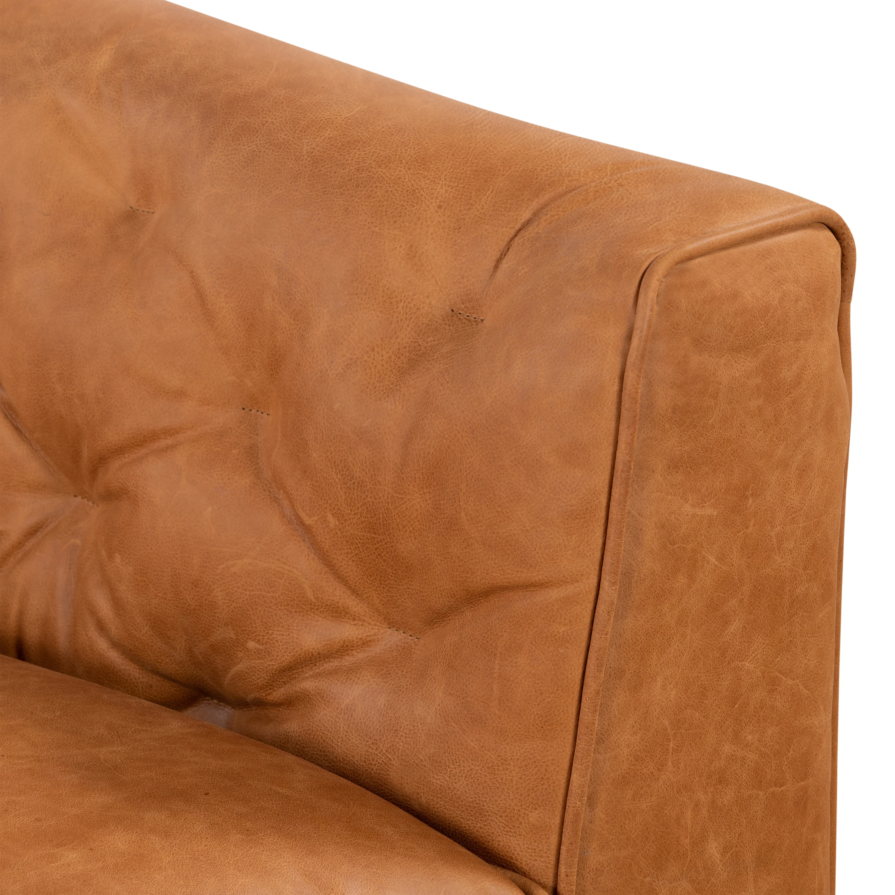 Essex 74" Leather Apartment Sofa | Cognac Tan - Image 14