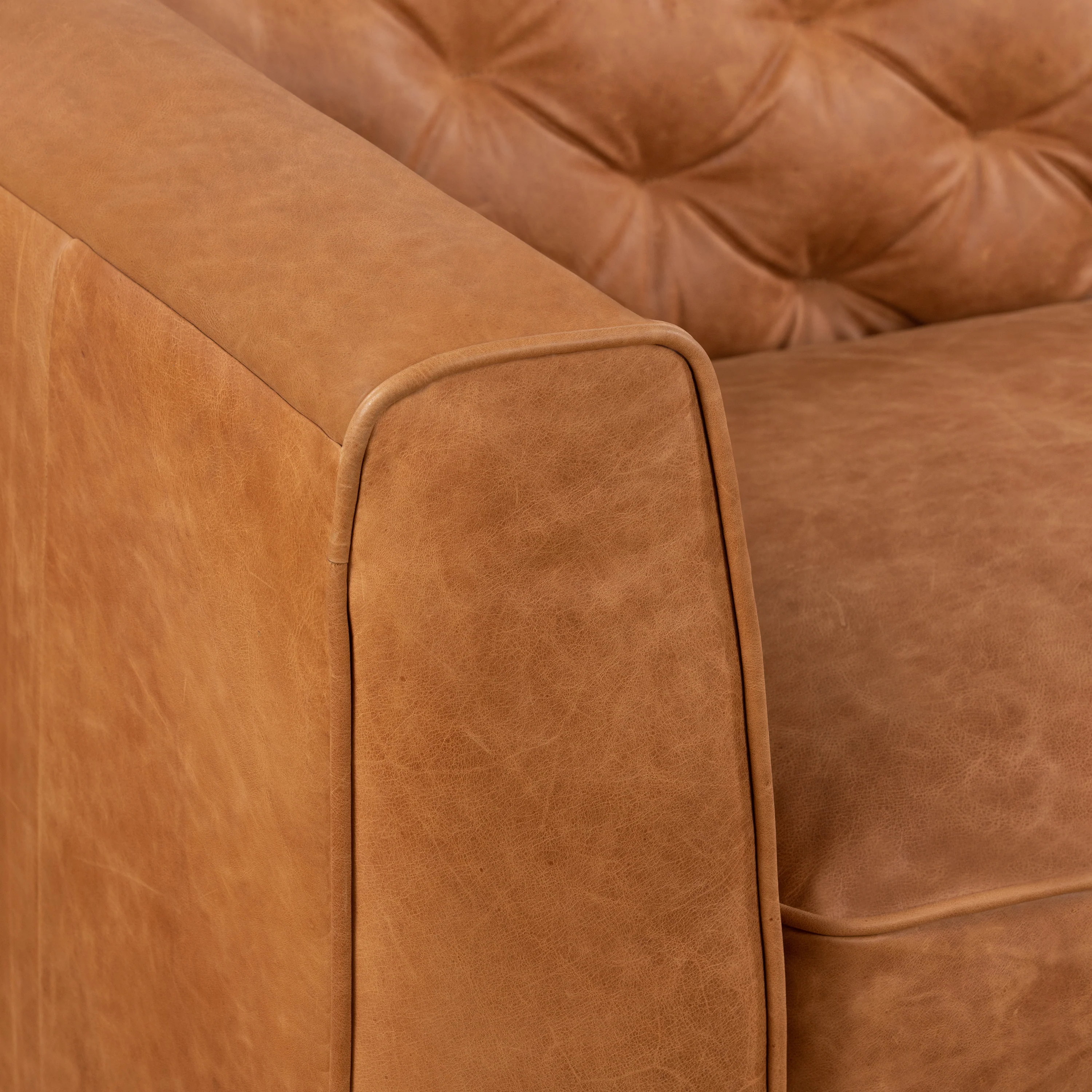 Essex 74" Leather Apartment Sofa | Cognac Tan - Image 15