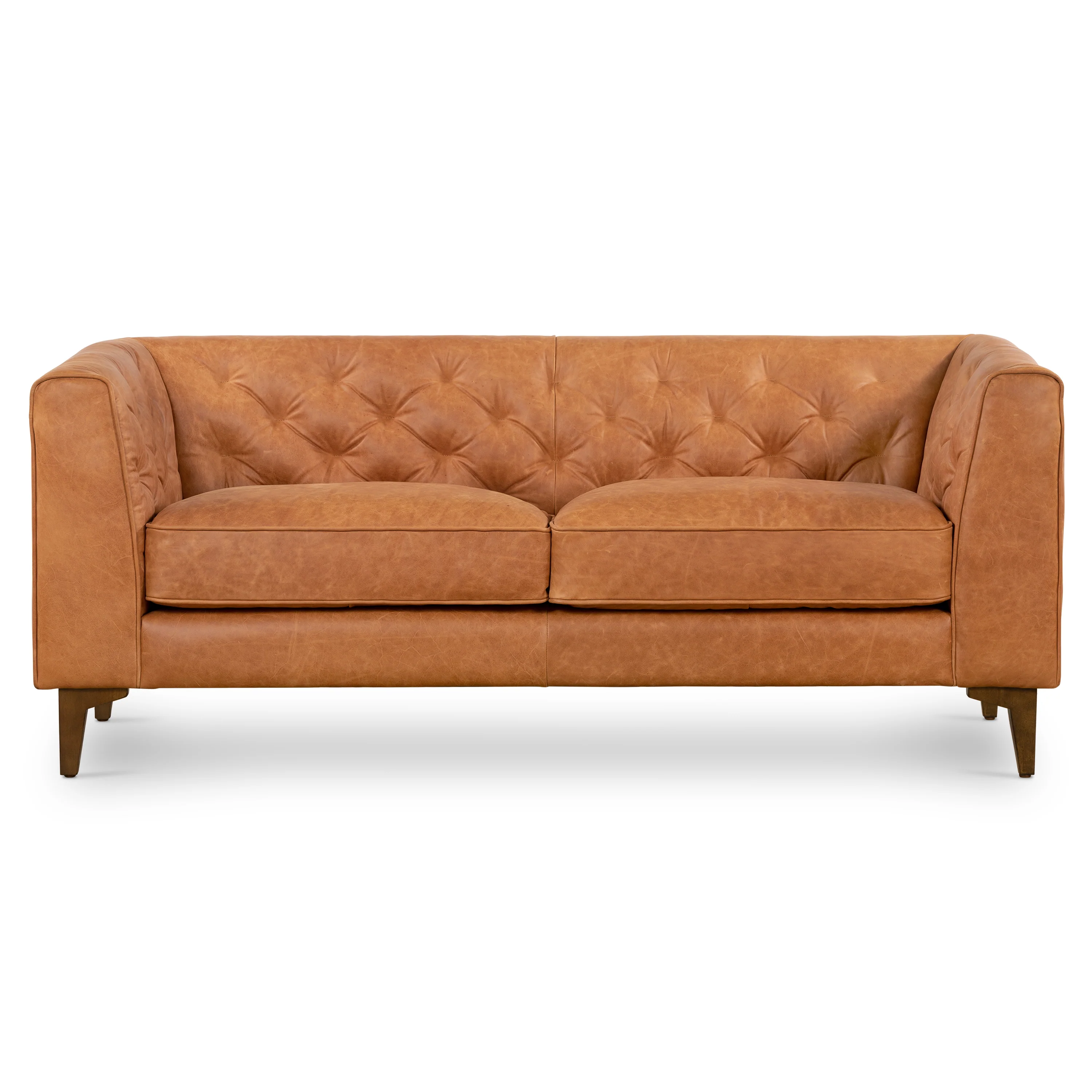Essex 74" Leather Apartment Sofa | Cognac Tan - Image 4
