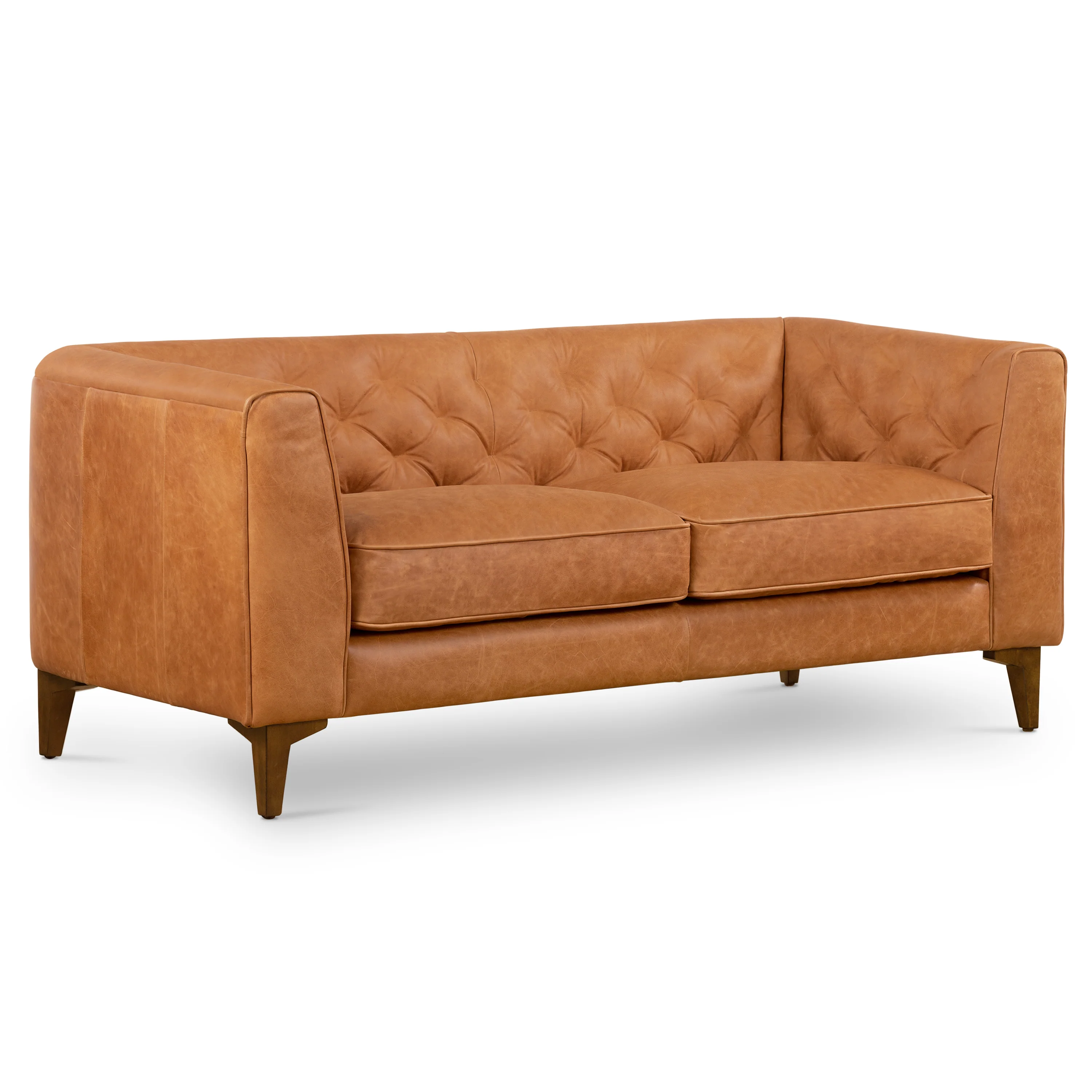 Essex 74" Leather Apartment Sofa | Cognac Tan - Image 5
