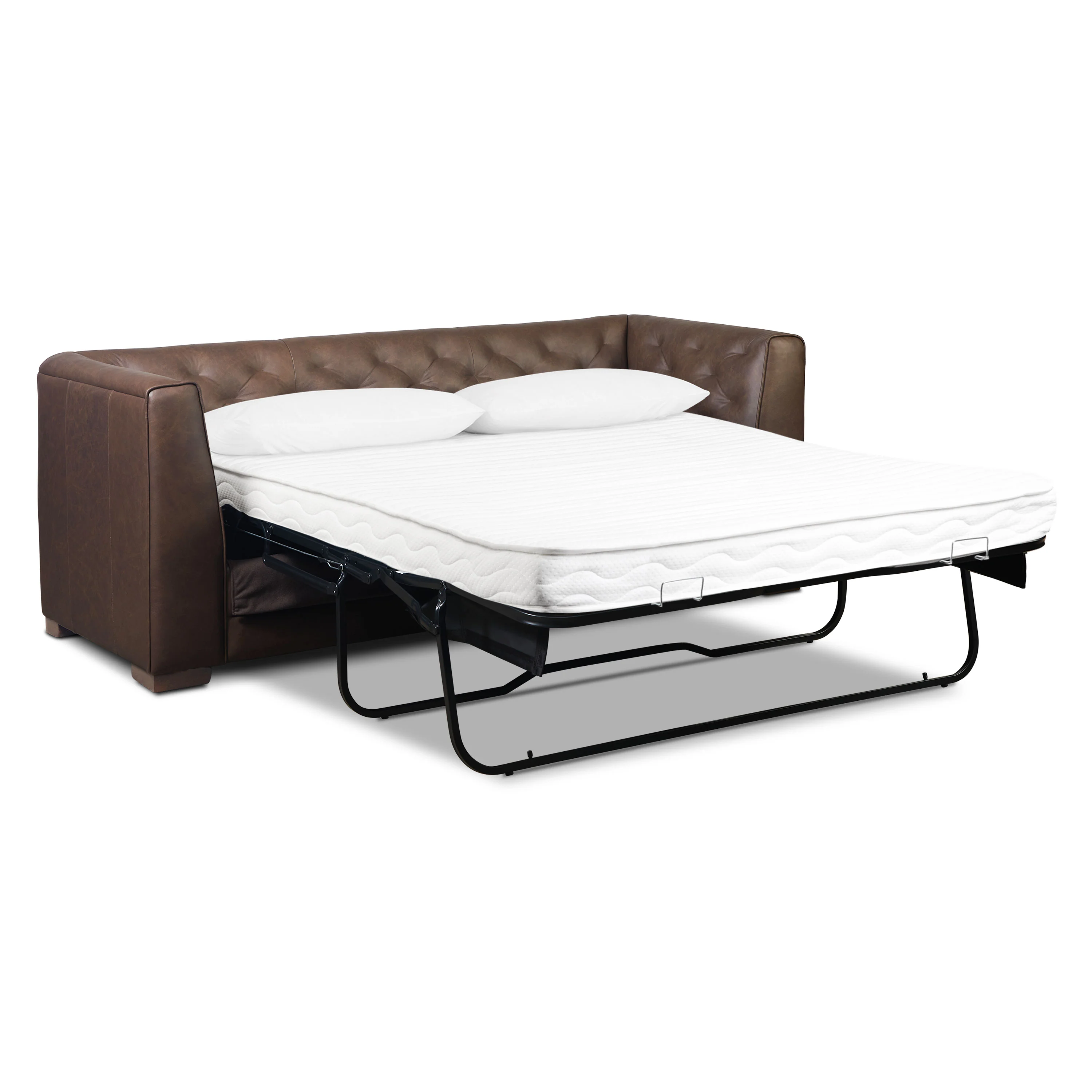 Essex 86" Leather Pull-Out Convertible Sleeper Sofa | Bridle Brown - Image 6