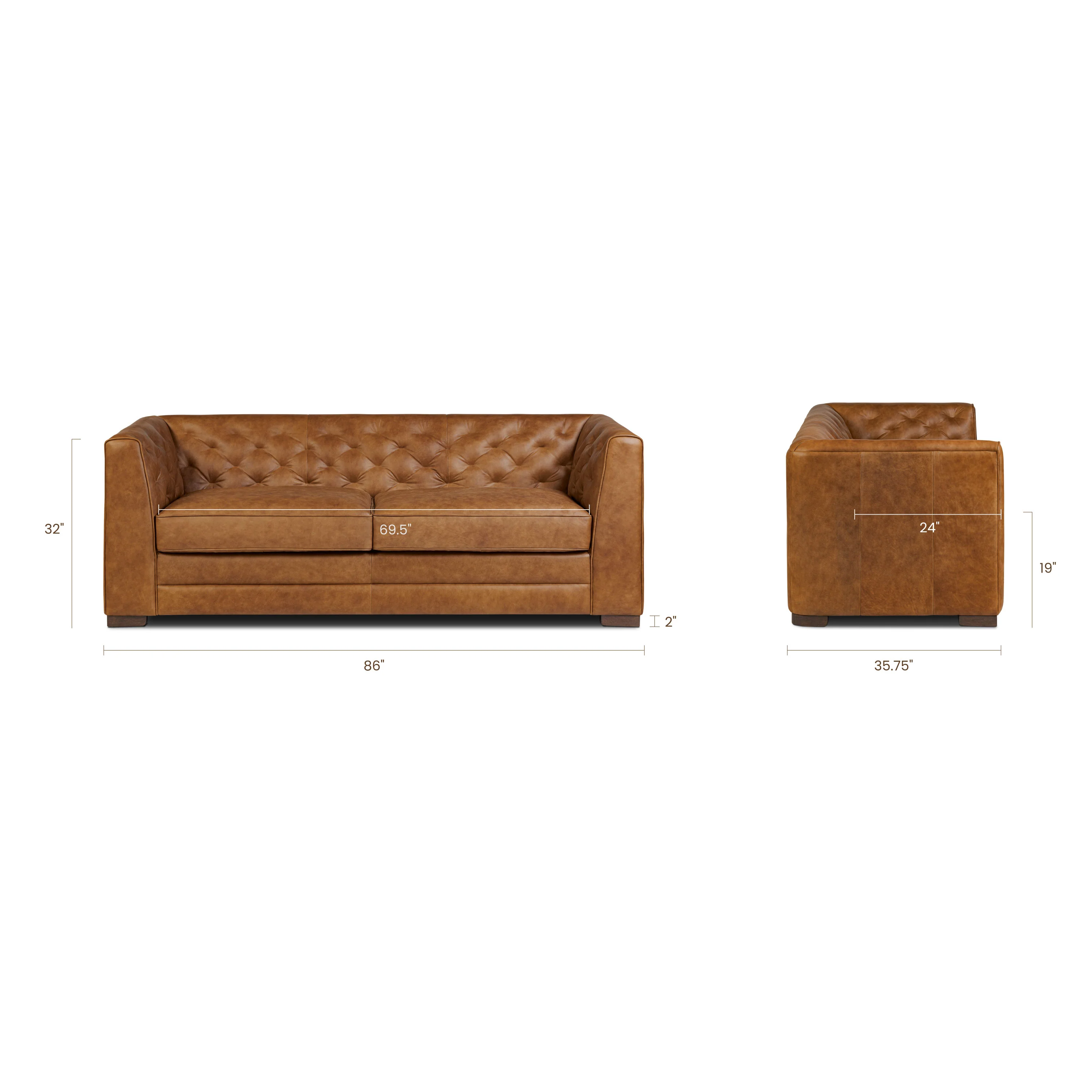 Essex 86" Leather Pull-Out Convertible Sleeper Sofa | Russet Tan - Image 17