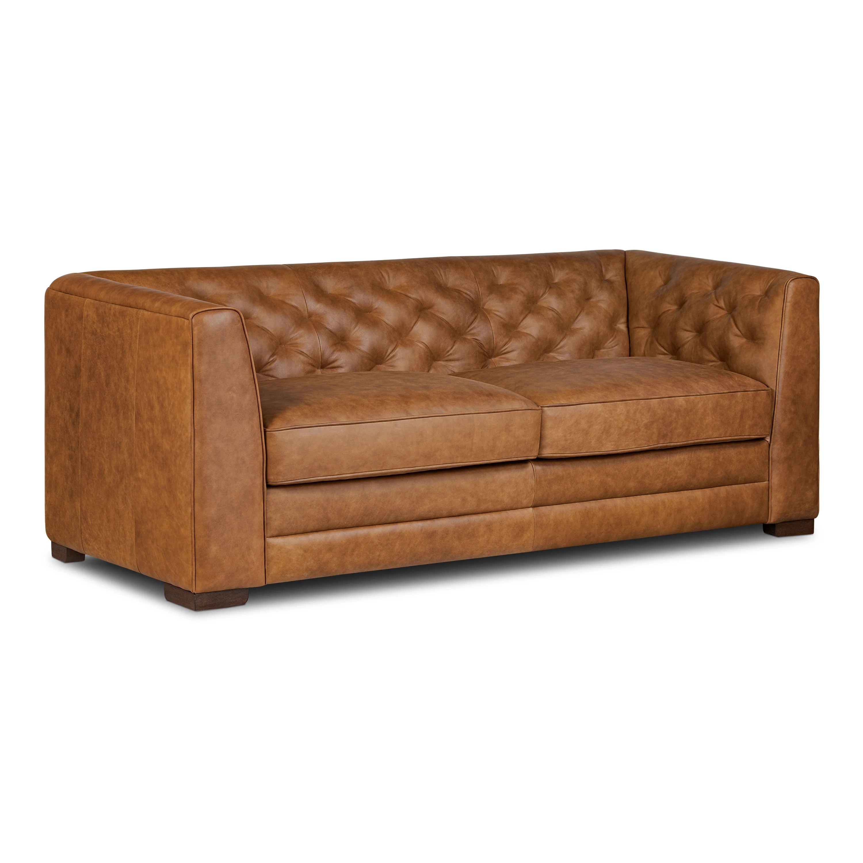 Essex 86" Leather Pull-Out Convertible Sleeper Sofa | Russet Tan - Image 4