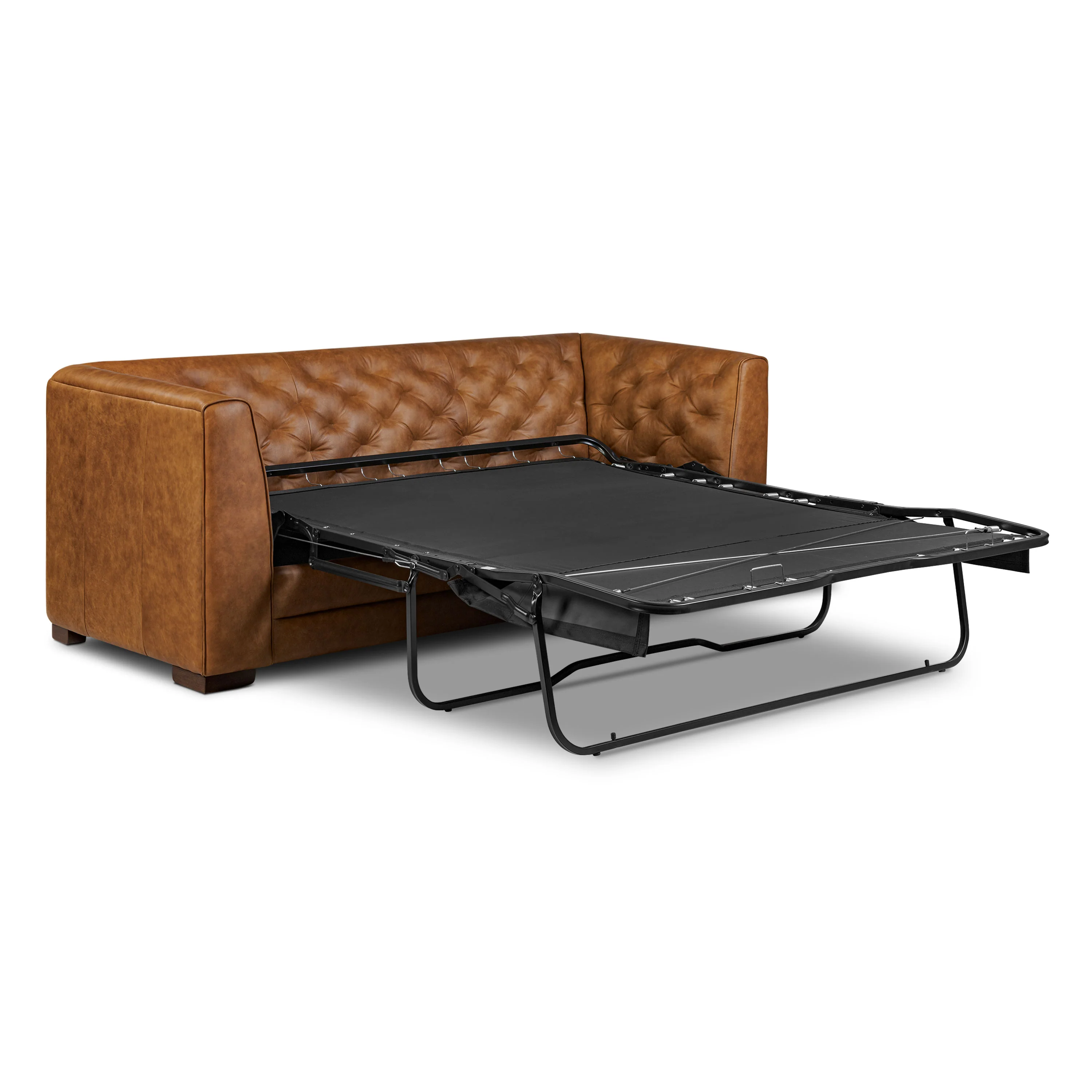 Essex 86" Leather Pull-Out Convertible Sleeper Sofa | Russet Tan - Image 6
