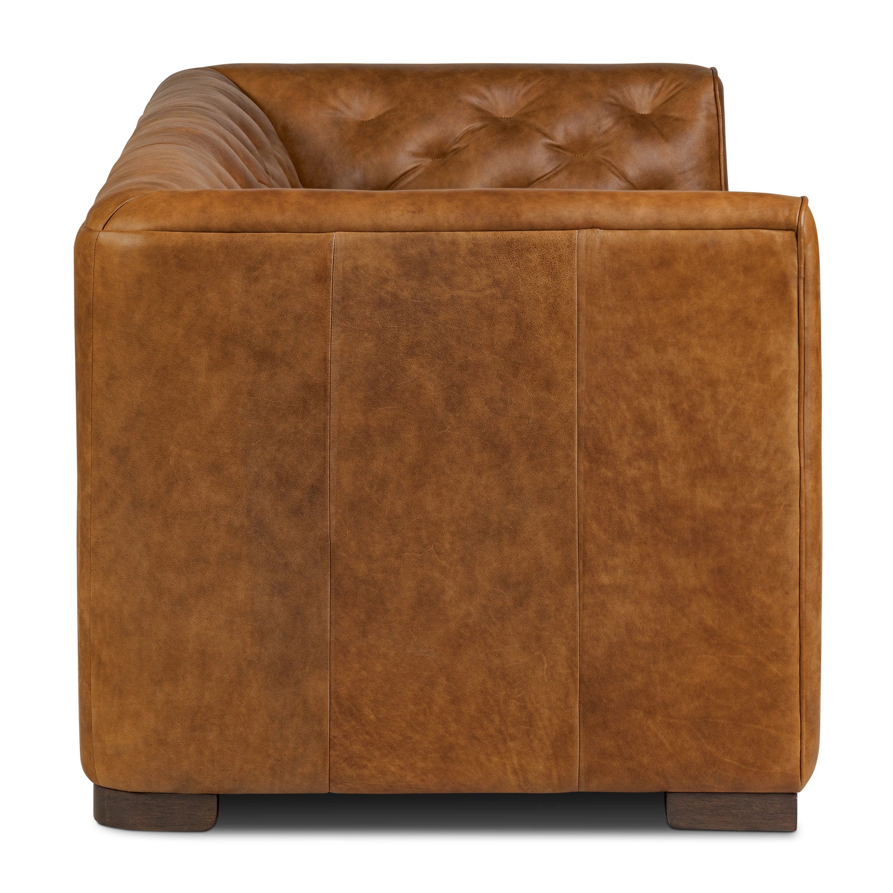Essex 86" Leather Pull-Out Convertible Sleeper Sofa | Russet Tan - Image 7