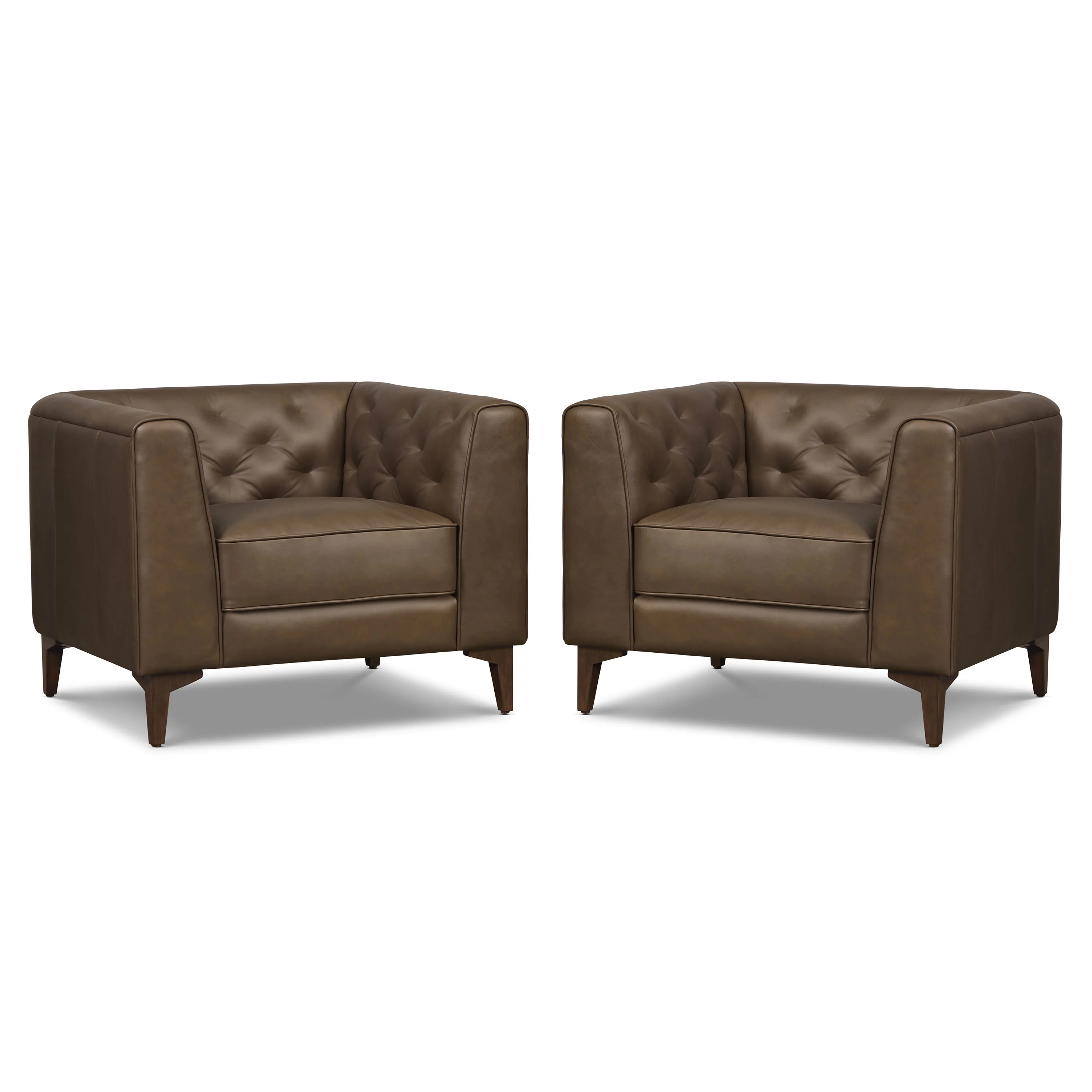 Essex Leather Lounge Chair | Cocoa Brown | Set of 2 - Image 3