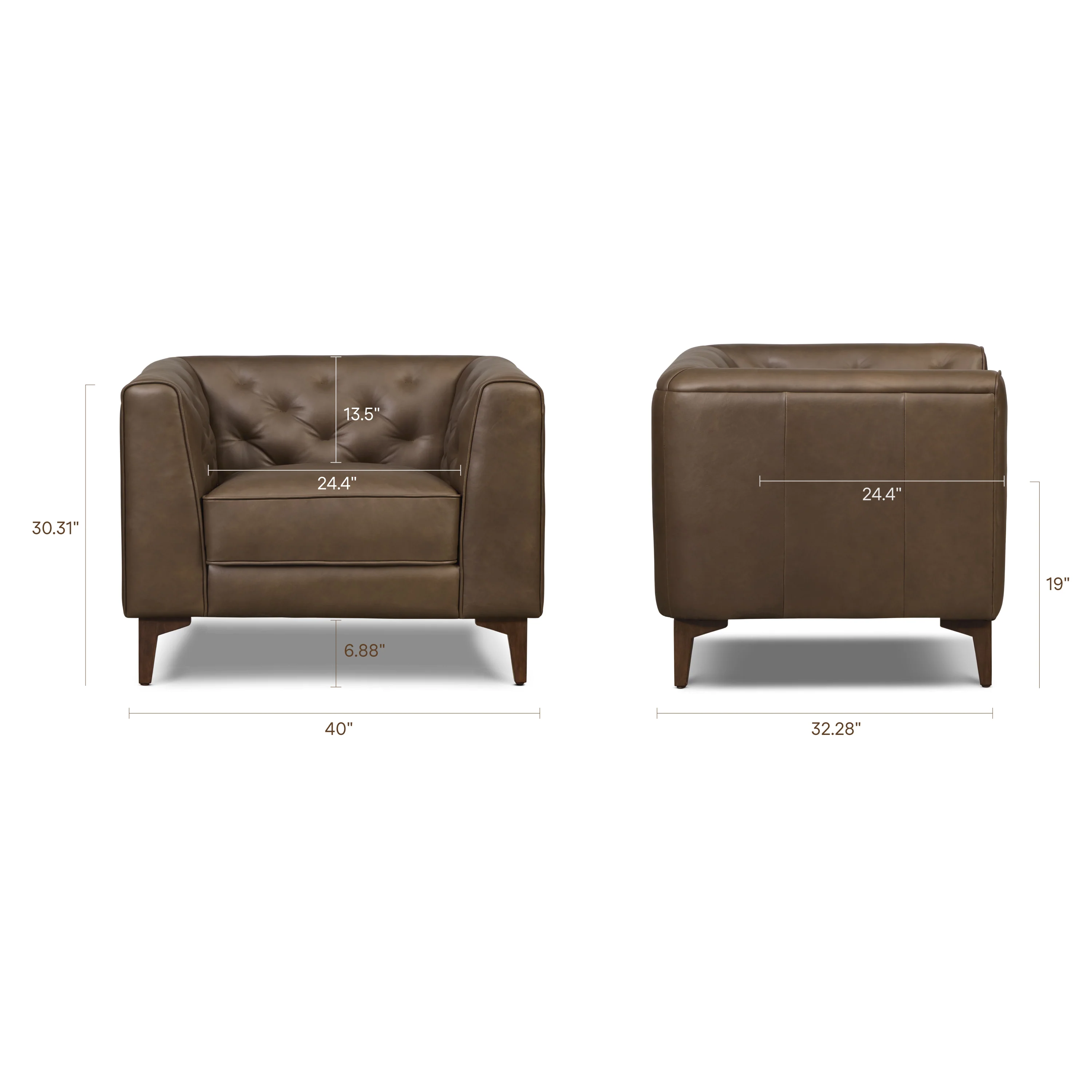 Essex Leather Lounge Chair | Cocoa Brown | Single - Image 14