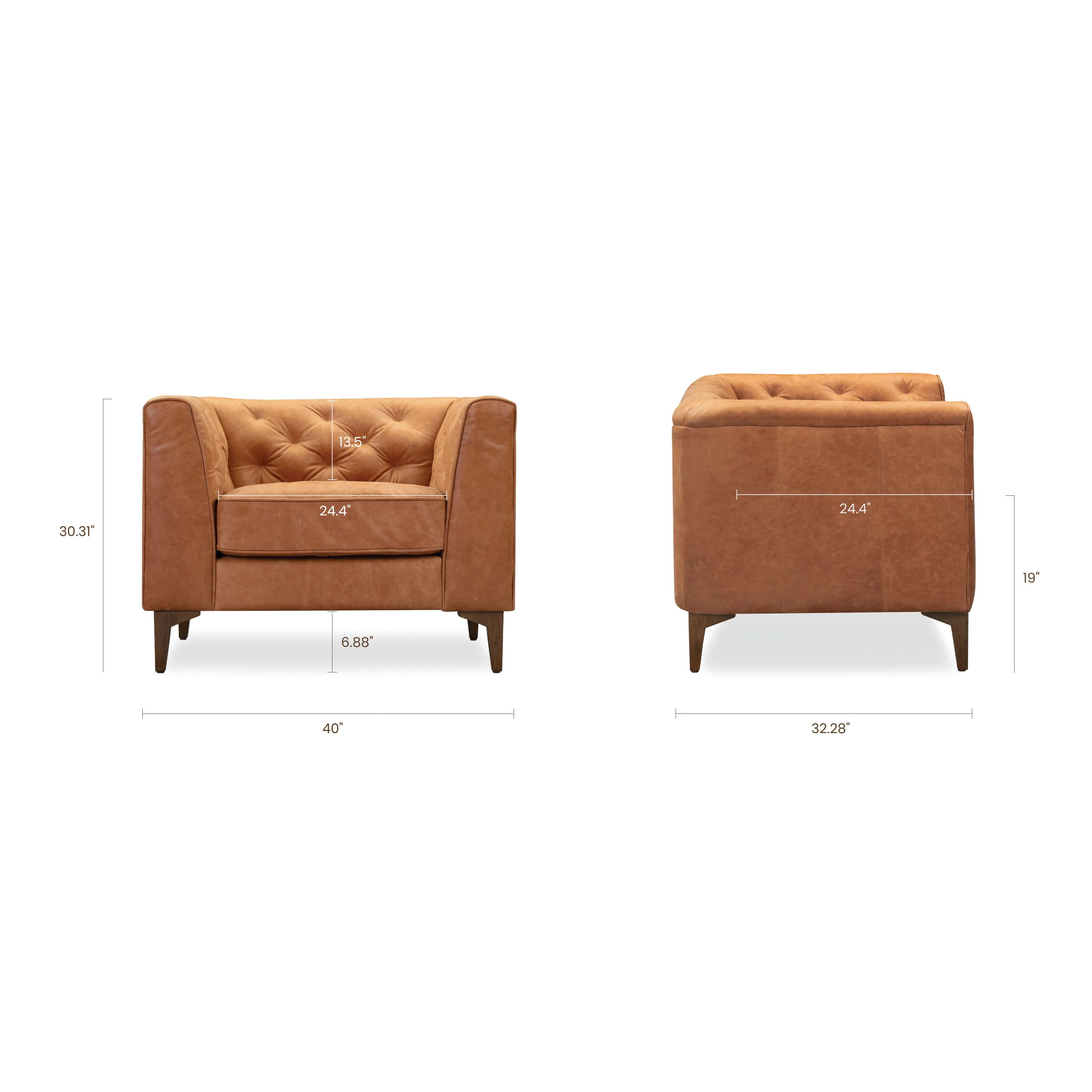 Essex Leather Lounge Chair | Cognac Tan | Set of 2 - Image 15