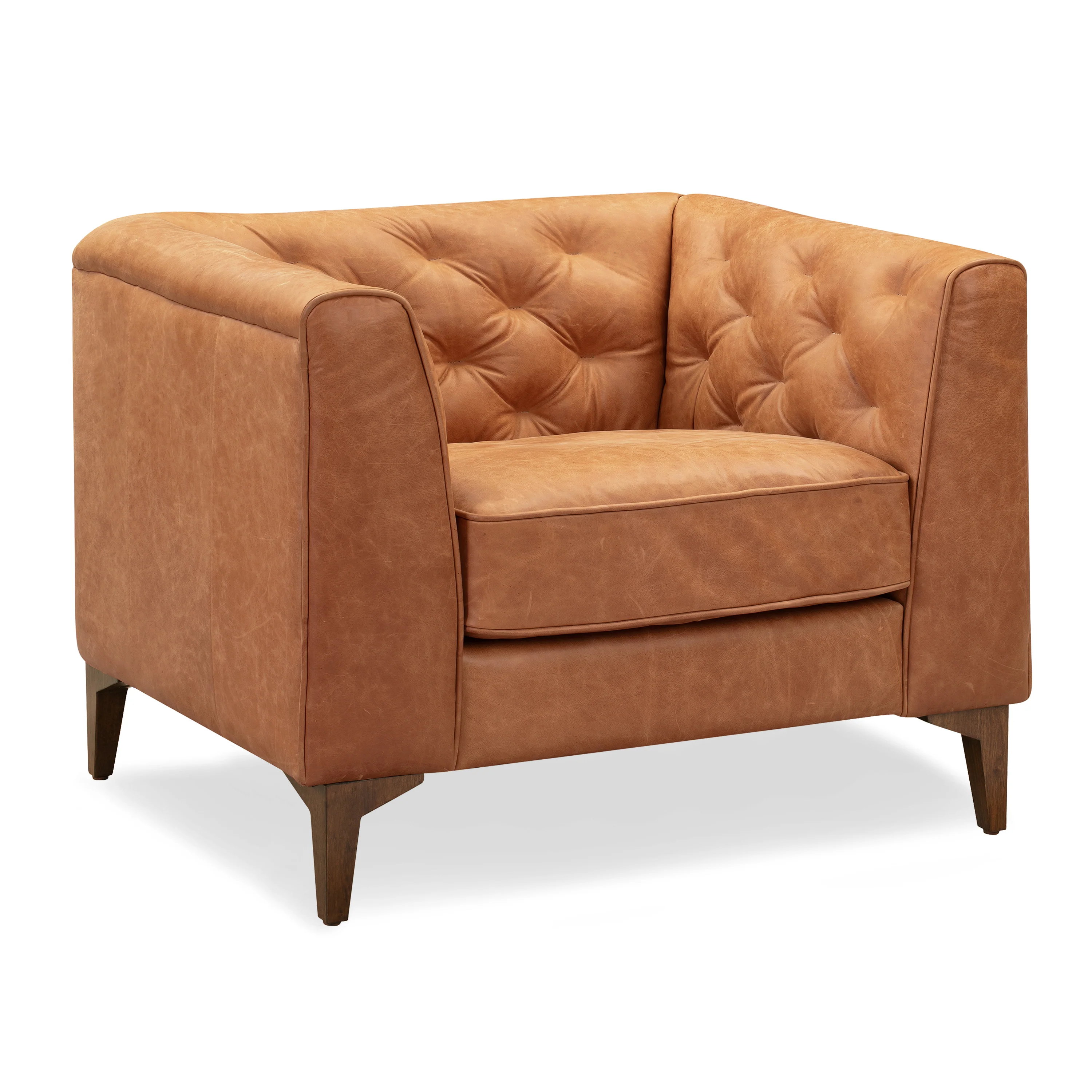 Essex Leather Lounge Chair | Cognac Tan | Set of 2 - Image 5