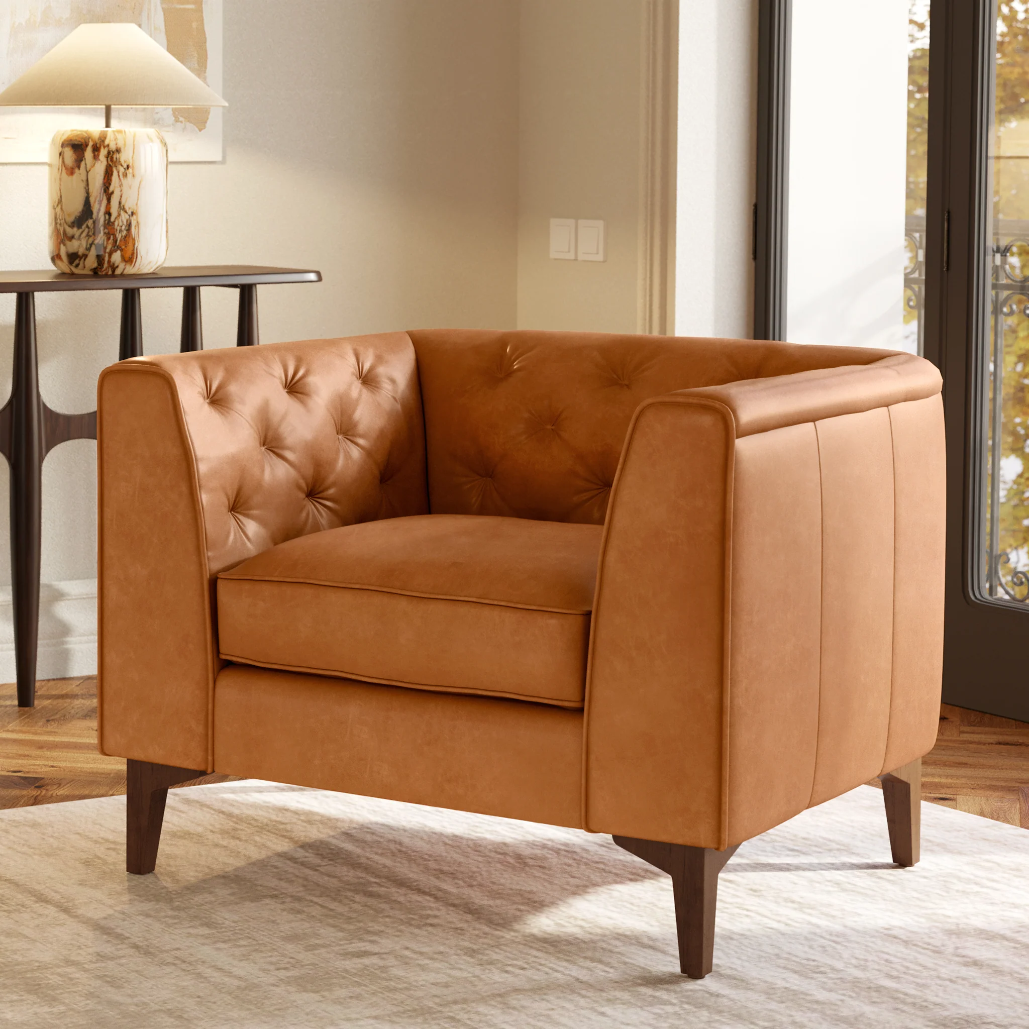 Essex Leather Lounge Chair | Cognac Tan | Single - Image 2