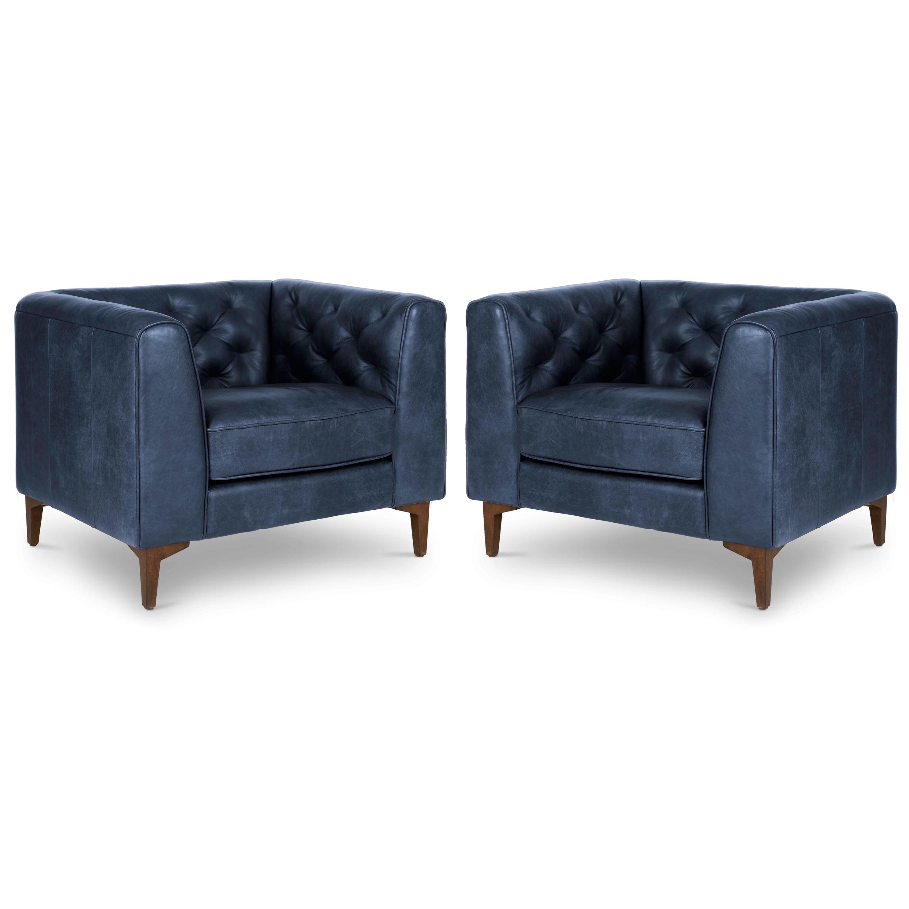 Essex Leather Lounge Chair | Midnight Blue | Set of 2 - Image 3