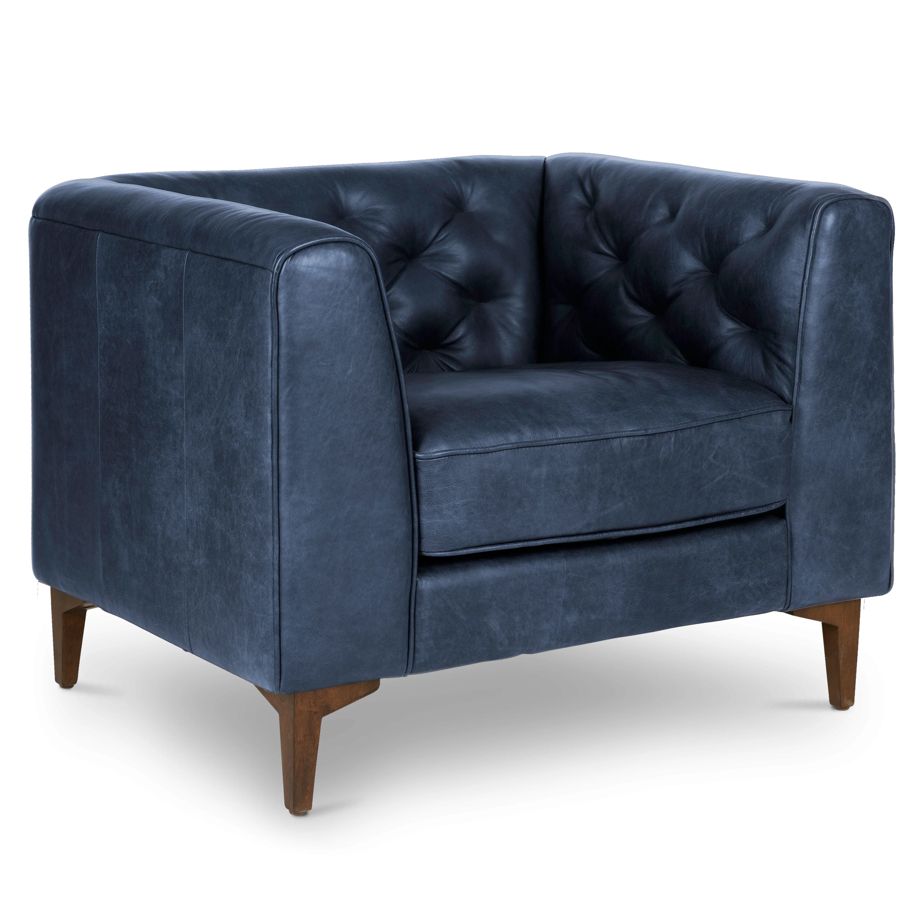 Essex Leather Lounge Chair | Midnight Blue | Set of 2 - Image 4