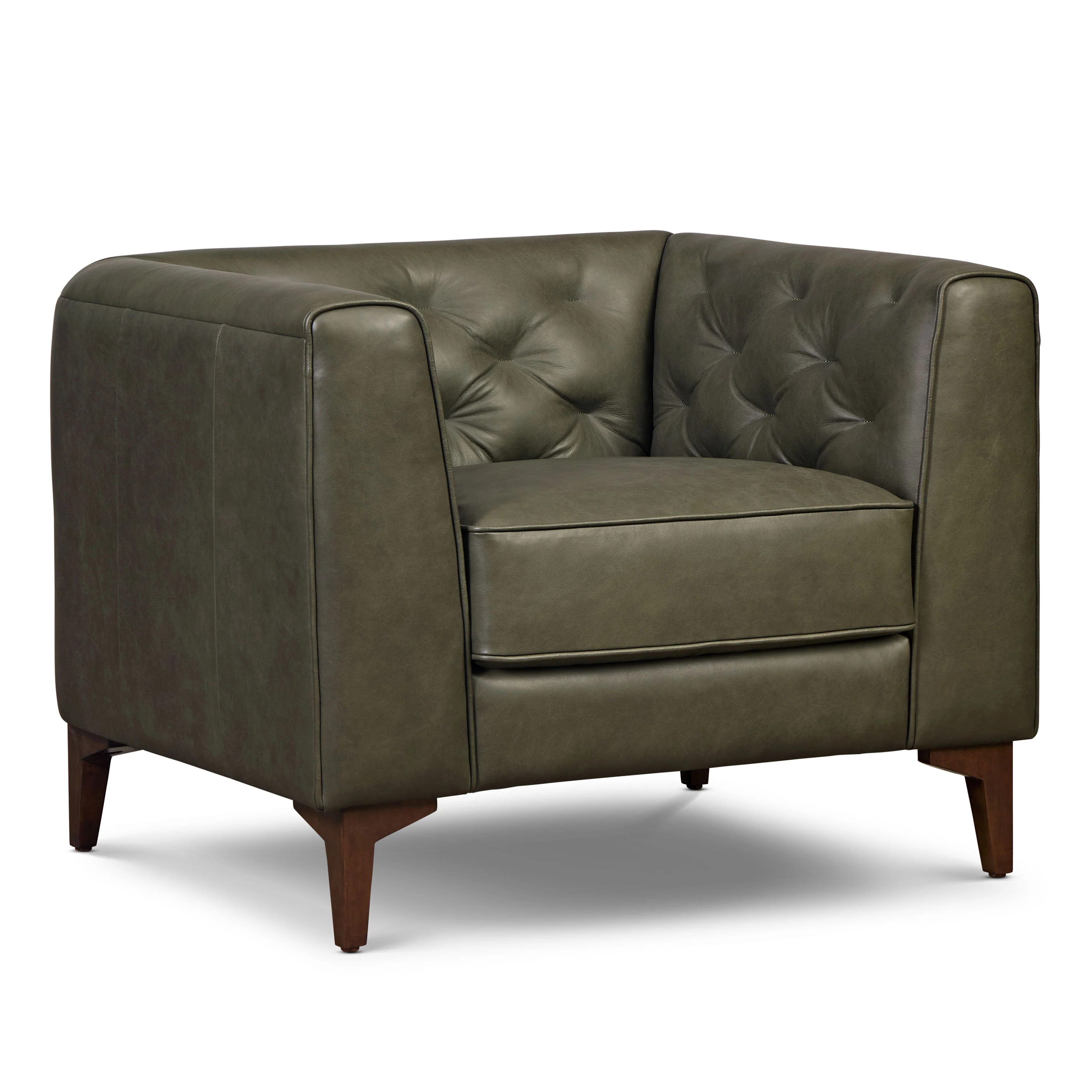 Essex Leather Lounge Chair | Olivine Green | Set of 2 - Image 4