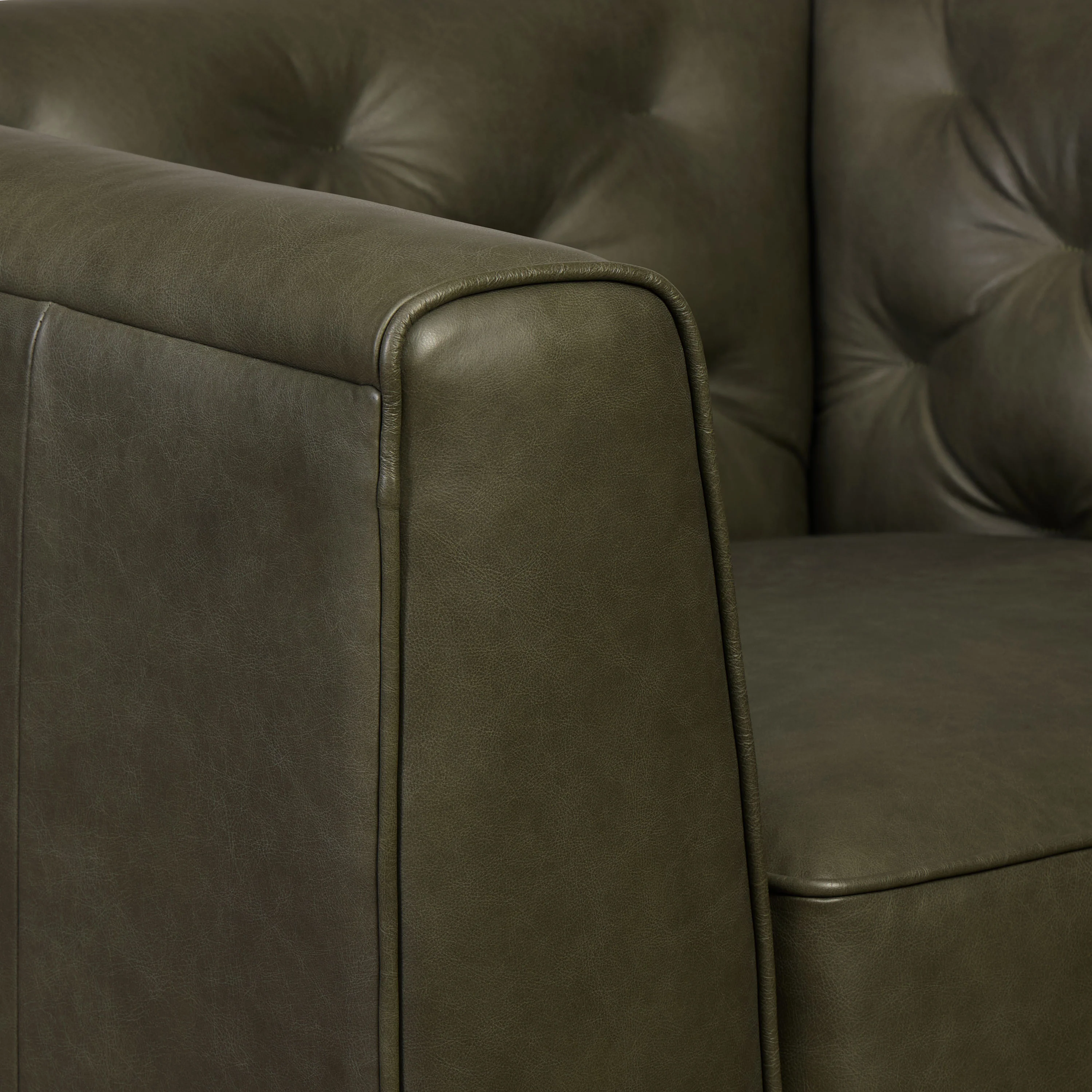 Essex Leather Lounge Chair | Olivine Green | Set of 2 - Image 9
