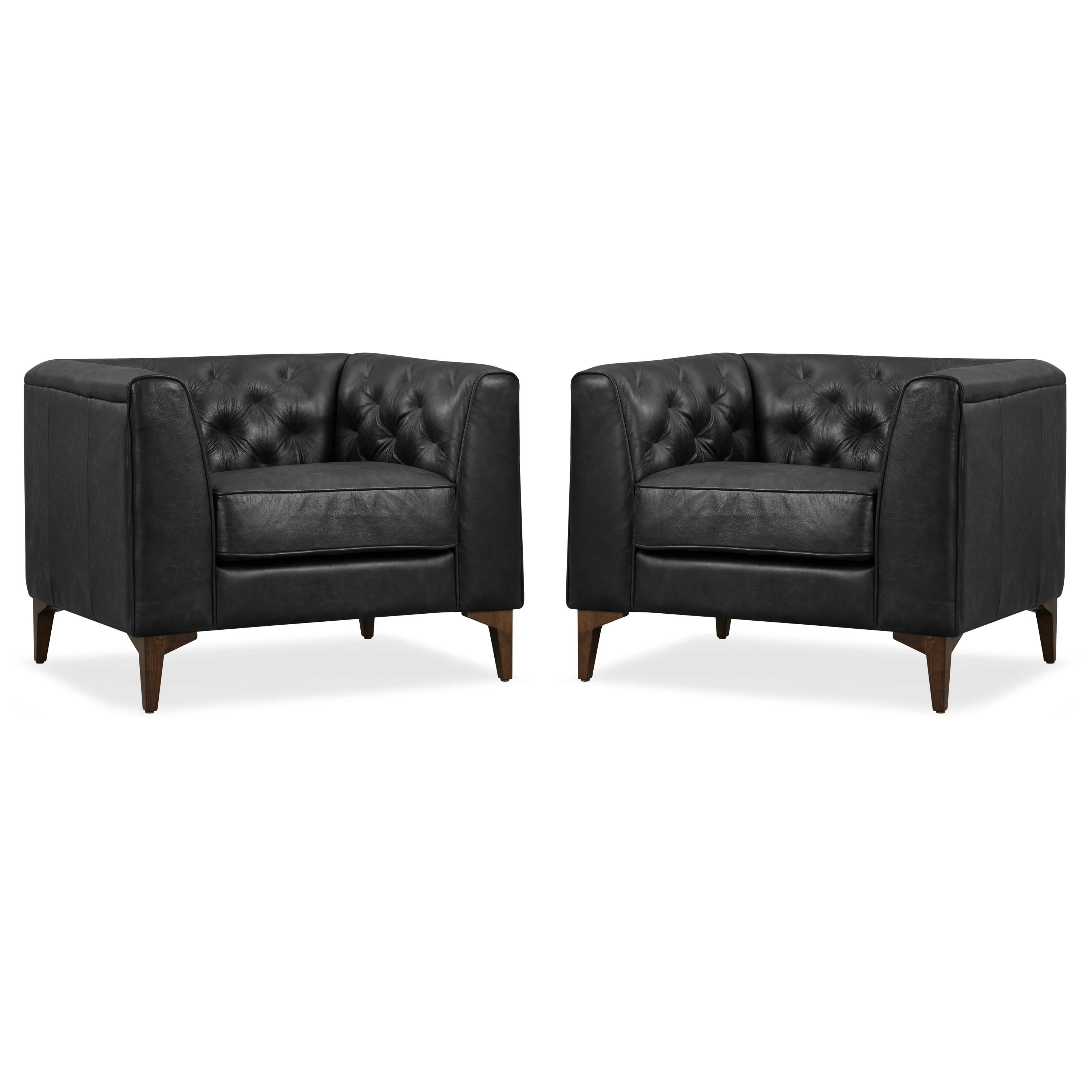 Essex Leather Lounge Chair | Onyx Black | Set of 2 - Image 5