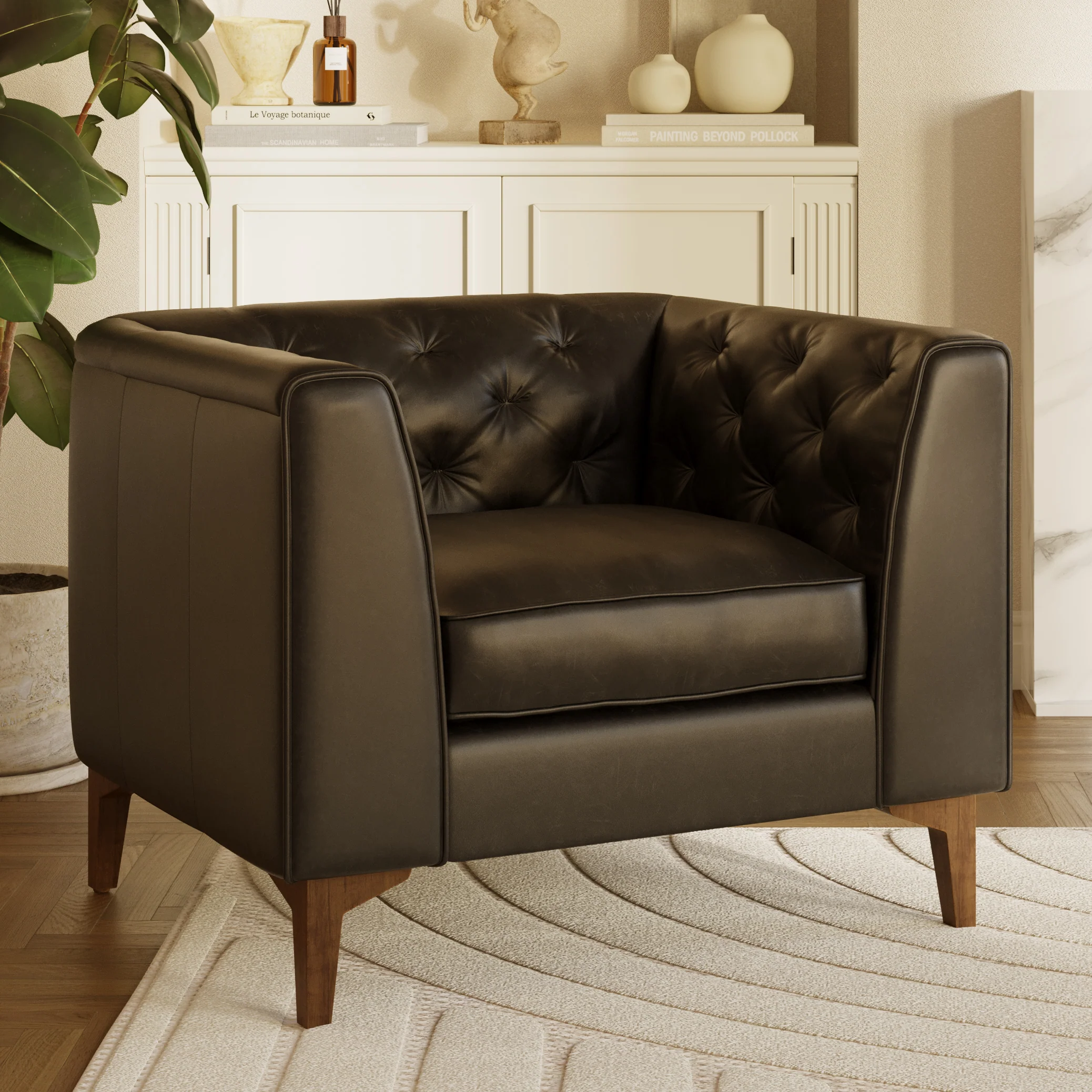 Essex Leather Lounge Chair | Onyx Black | Single - Image 2