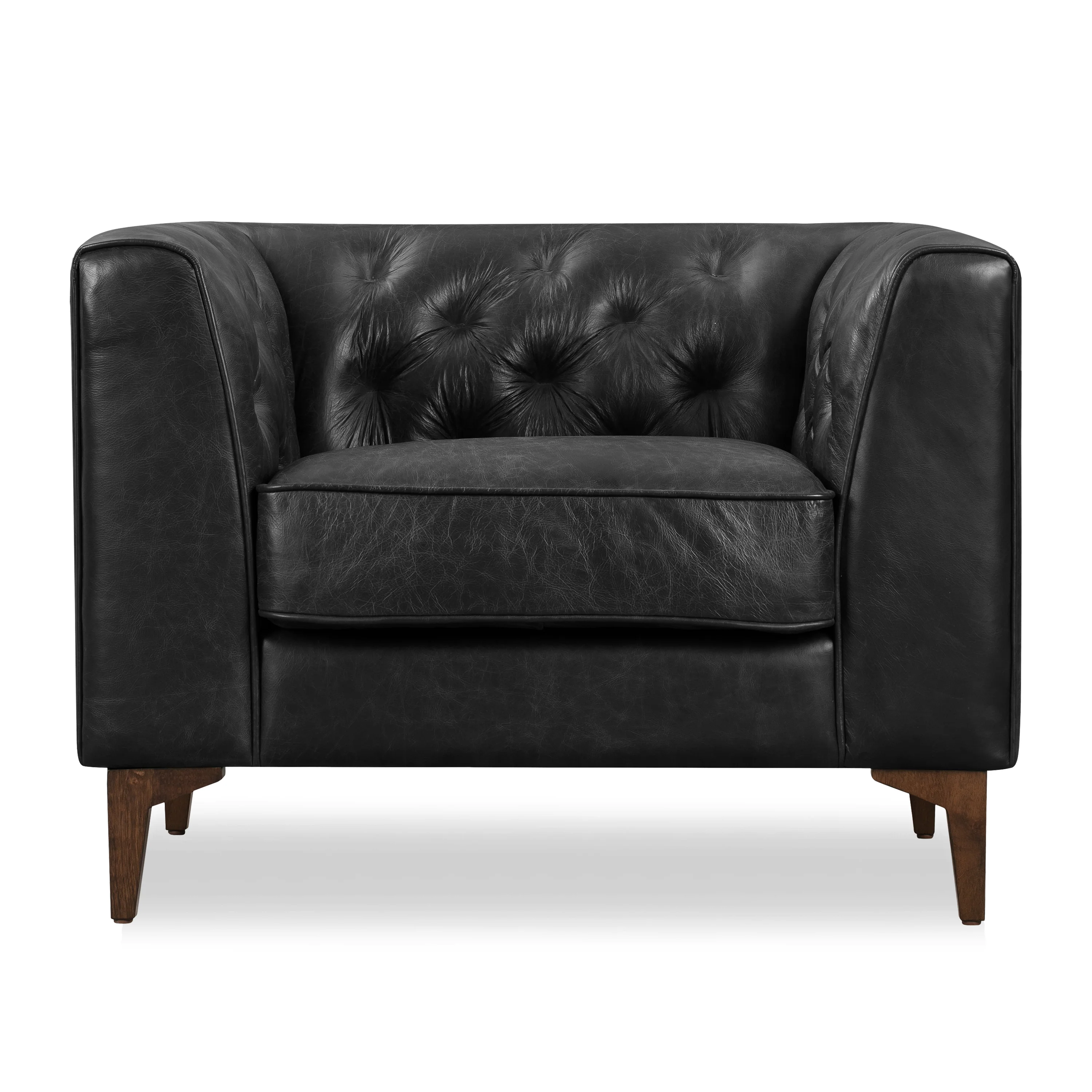 Essex Leather Lounge Chair | Onyx Black | Single - Image 3
