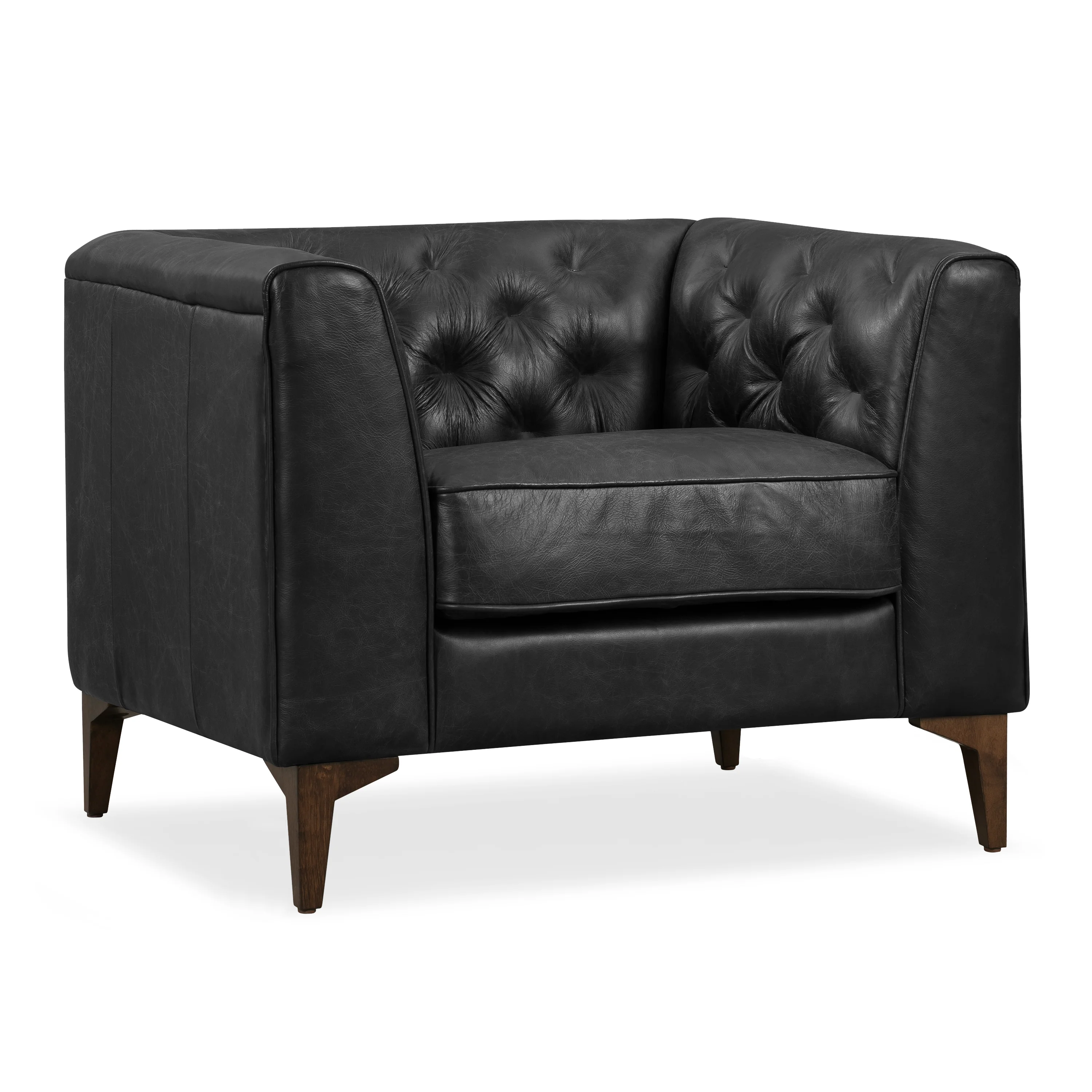 Essex Leather Lounge Chair | Onyx Black | Single - Image 4