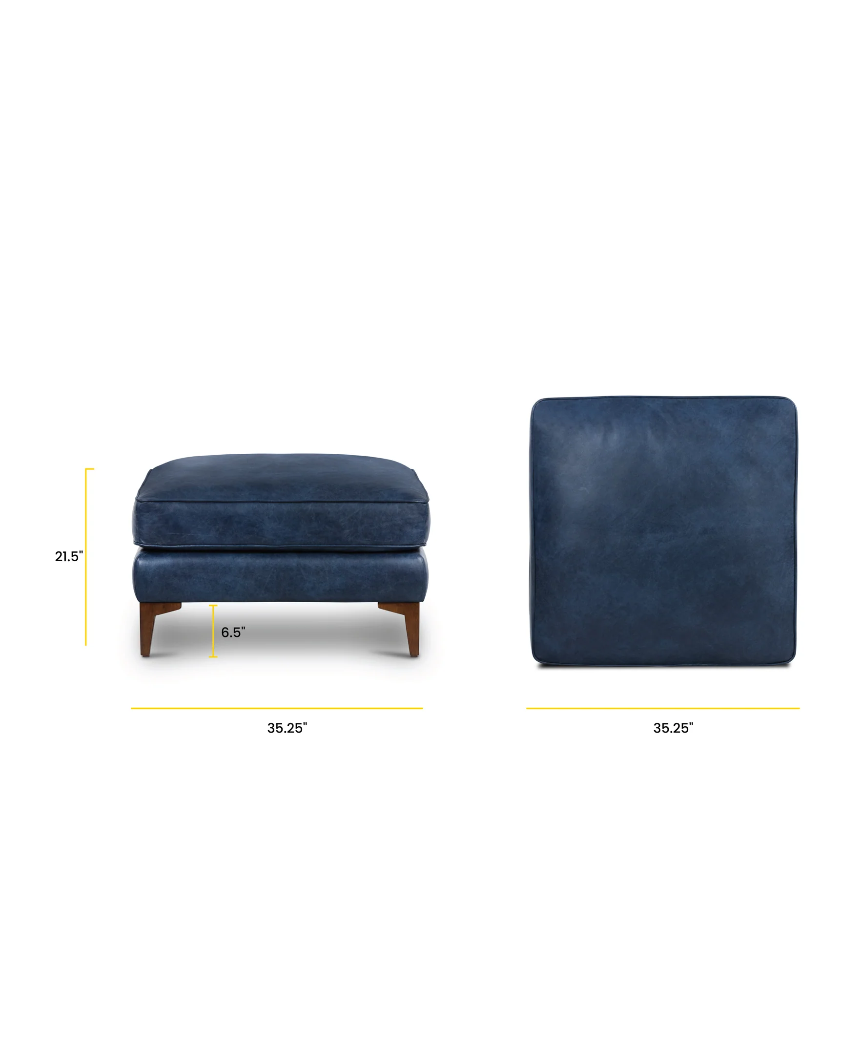 Essex Leather Ottoman | Midnight Blue - Image 12