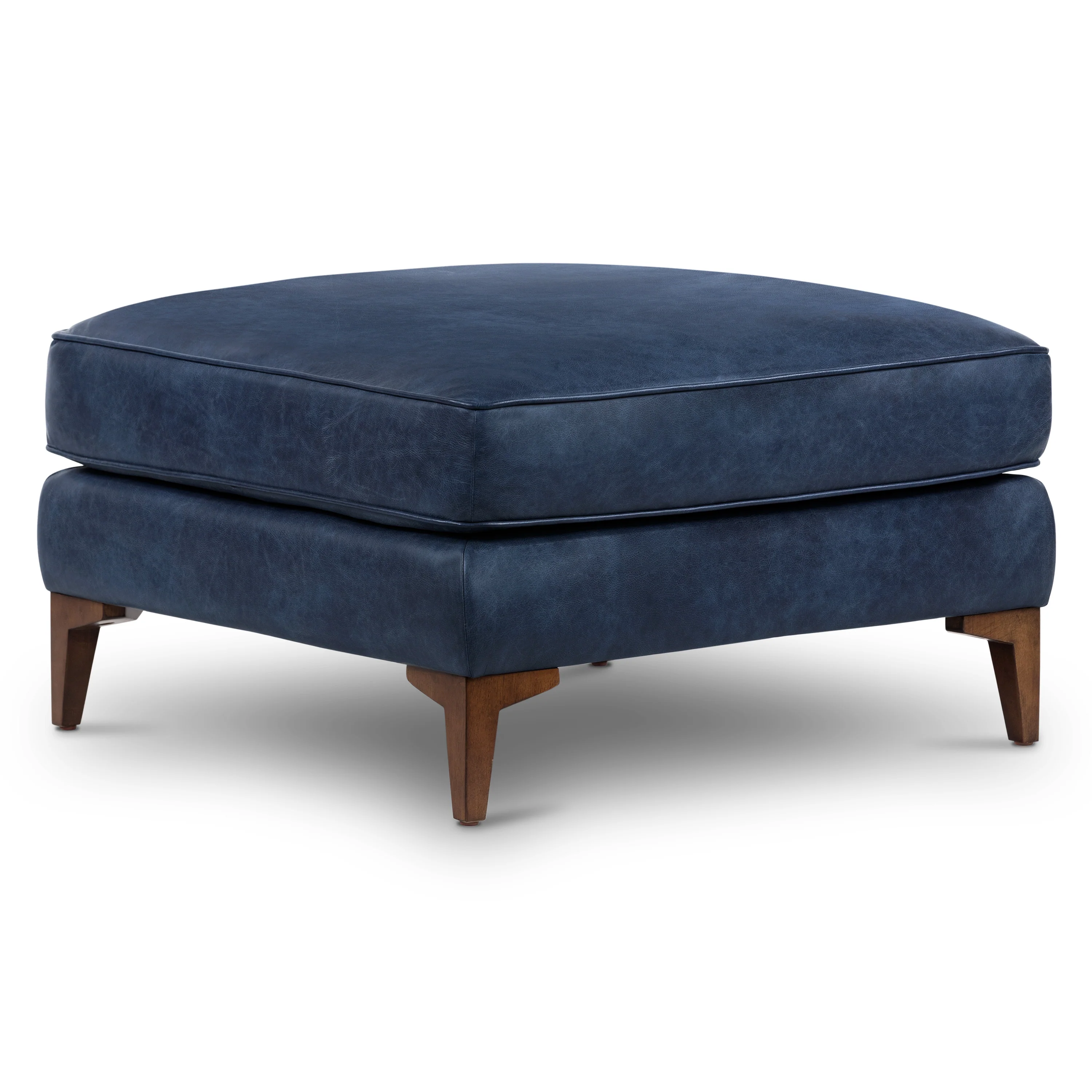Essex Leather Ottoman | Midnight Blue - Image 3