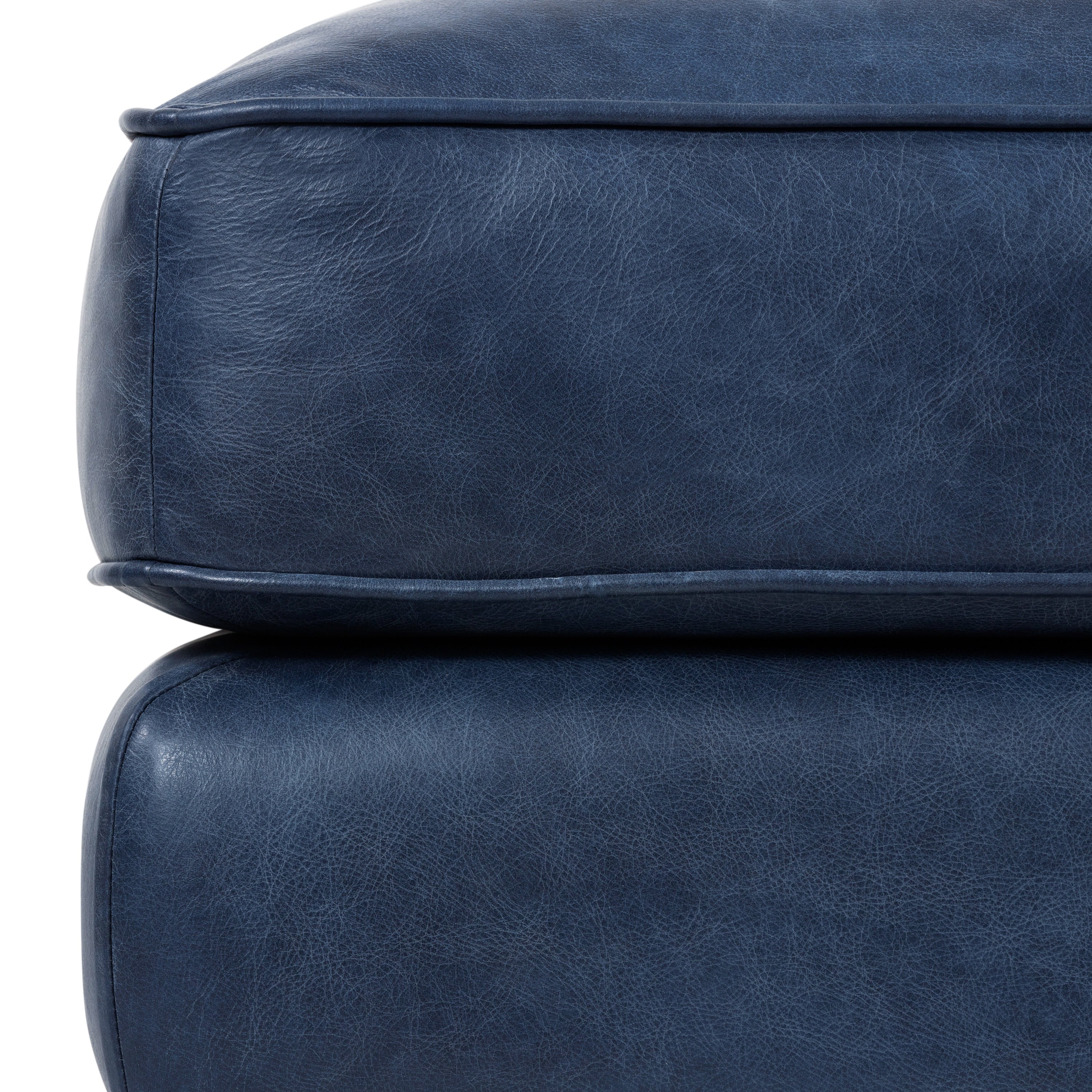 Essex Leather Ottoman | Midnight Blue - Image 5
