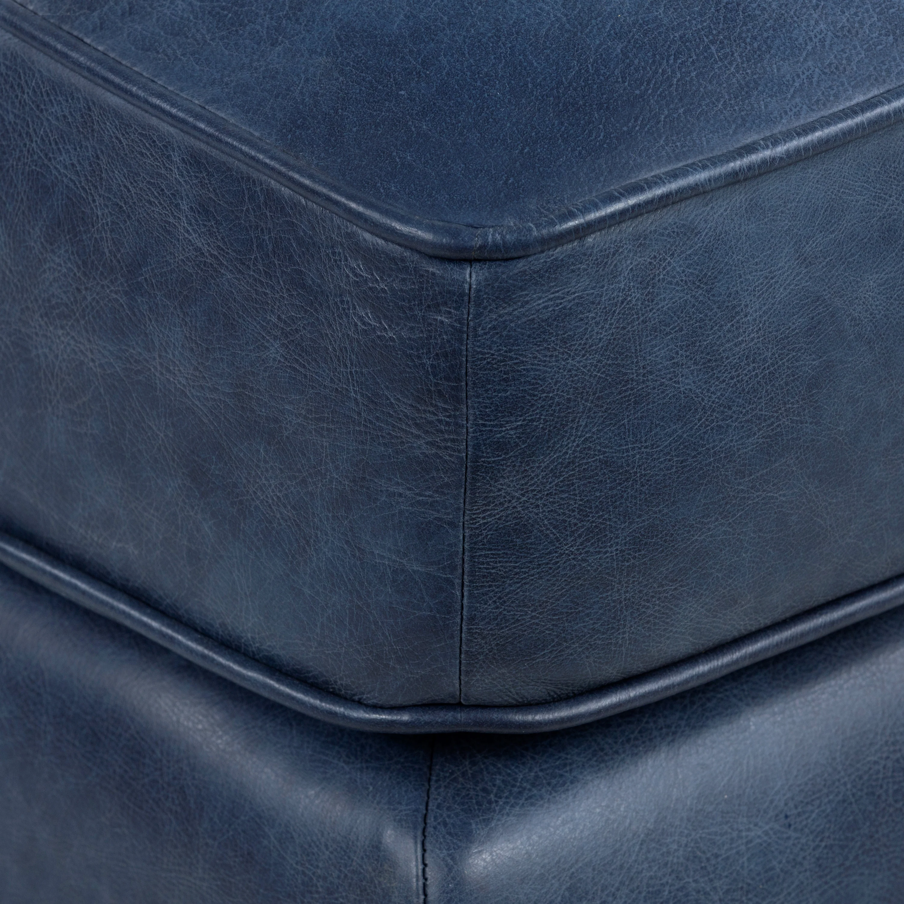 Essex Leather Ottoman | Midnight Blue - Image 9