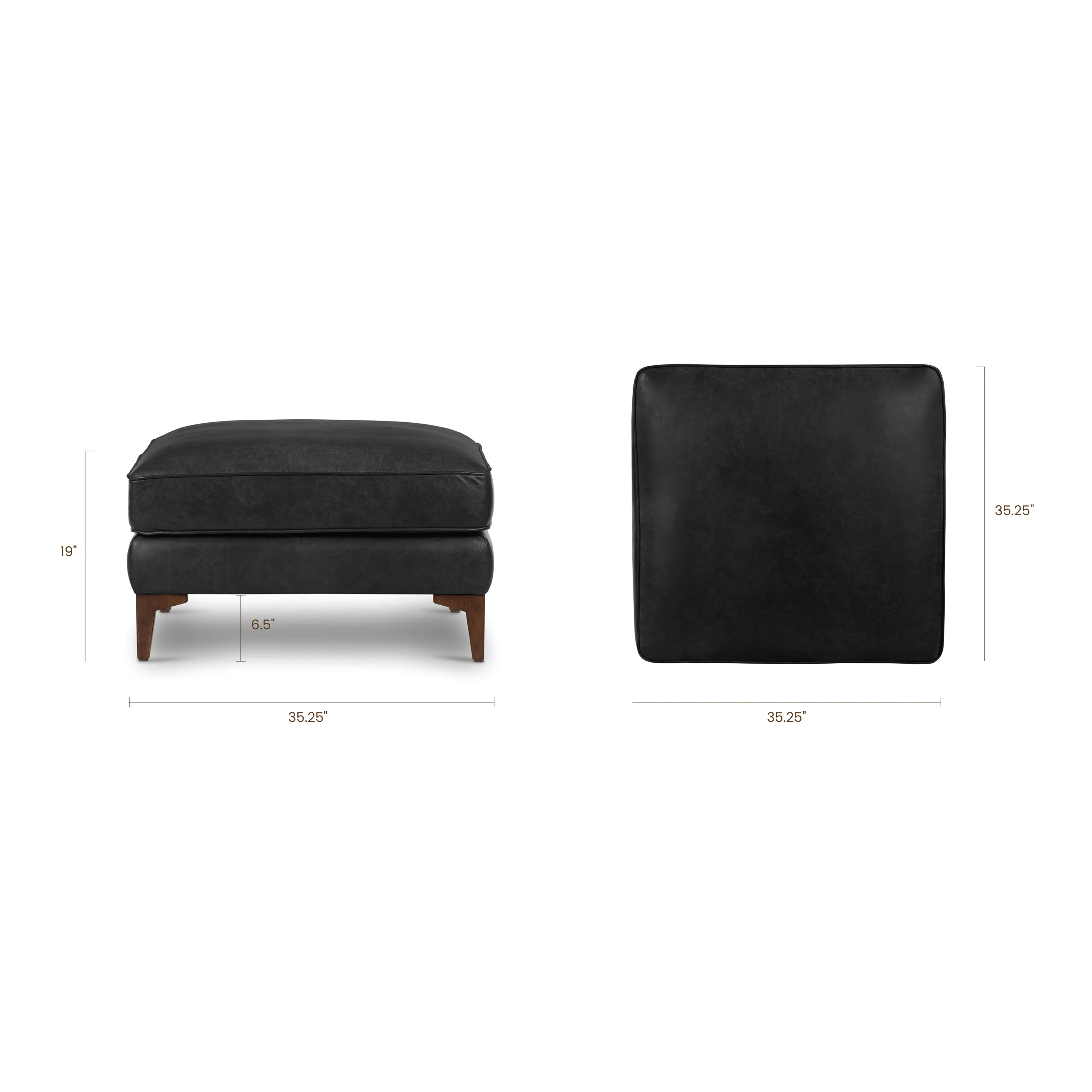 Essex Leather Ottoman | Onyx Black - Image 11