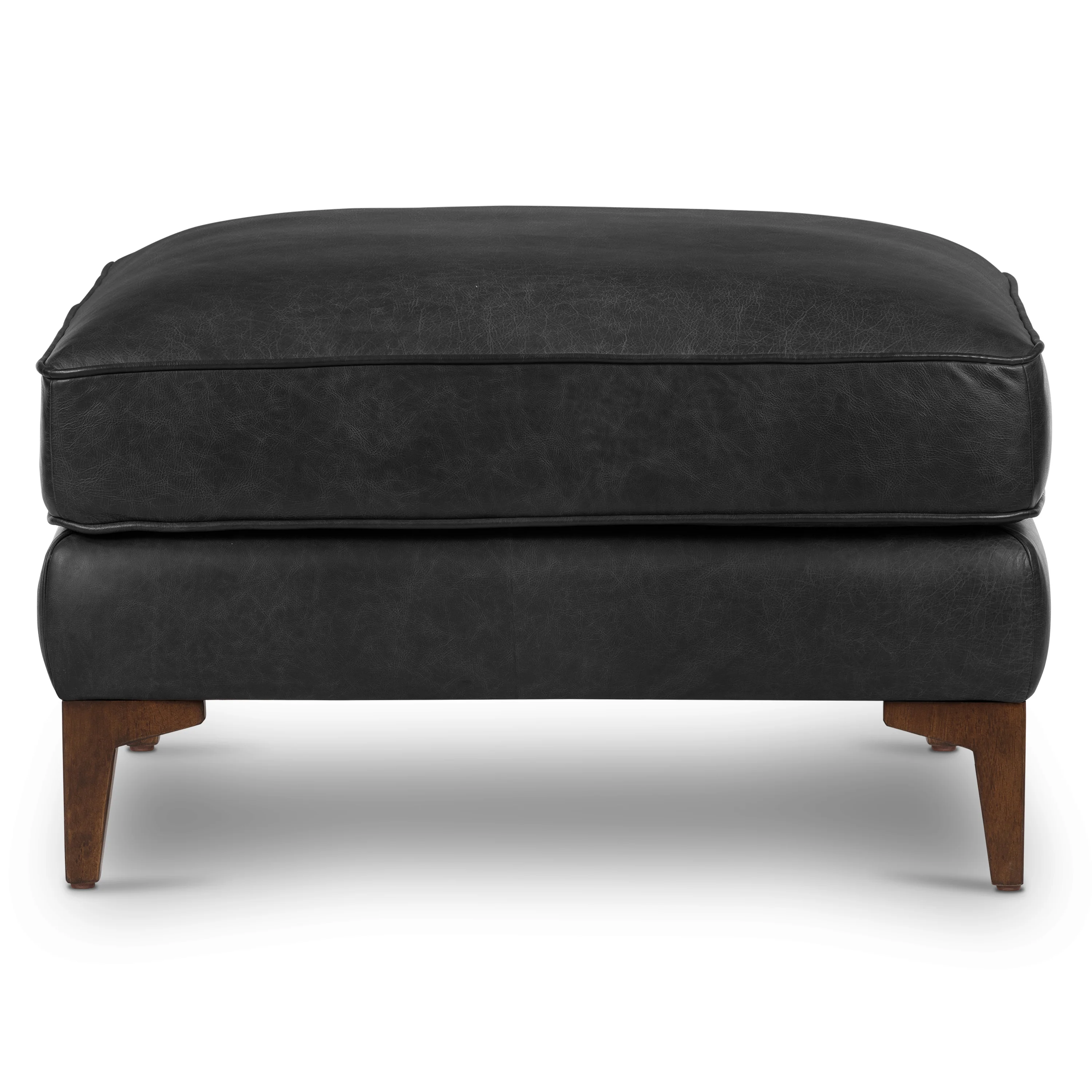 Essex Leather Ottoman | Onyx Black - Image 2