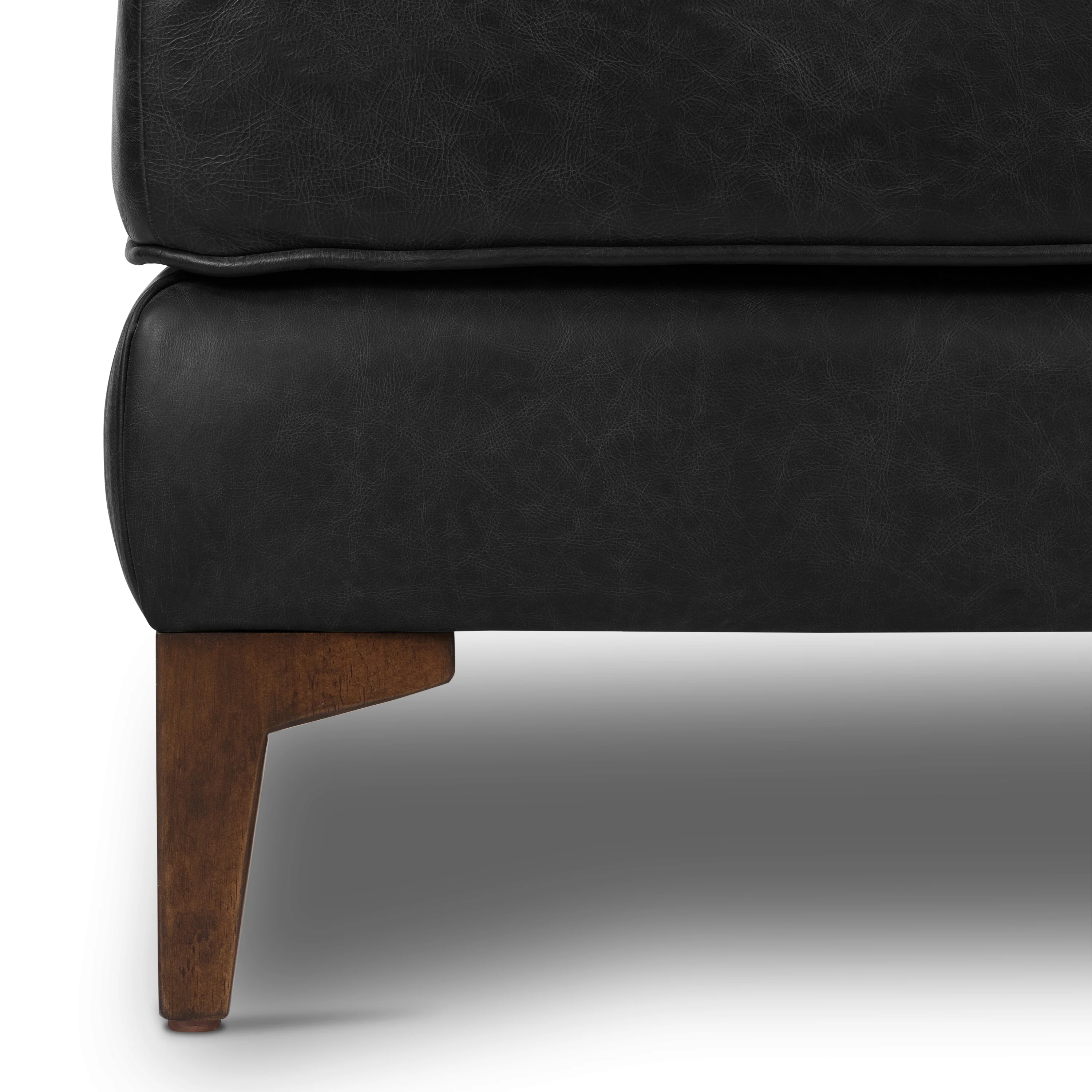 Essex Leather Ottoman | Onyx Black - Image 4
