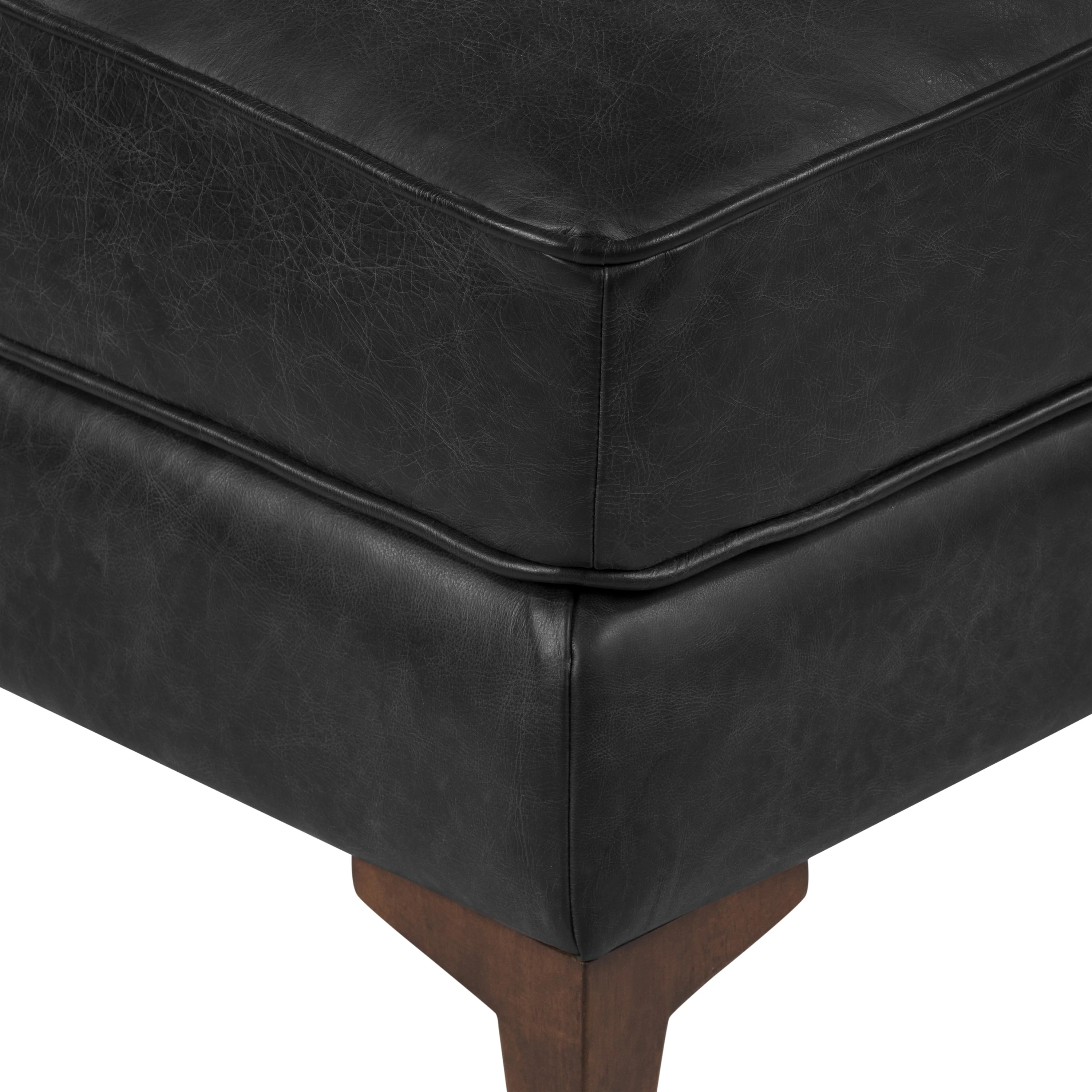 Essex Leather Ottoman | Onyx Black - Image 5