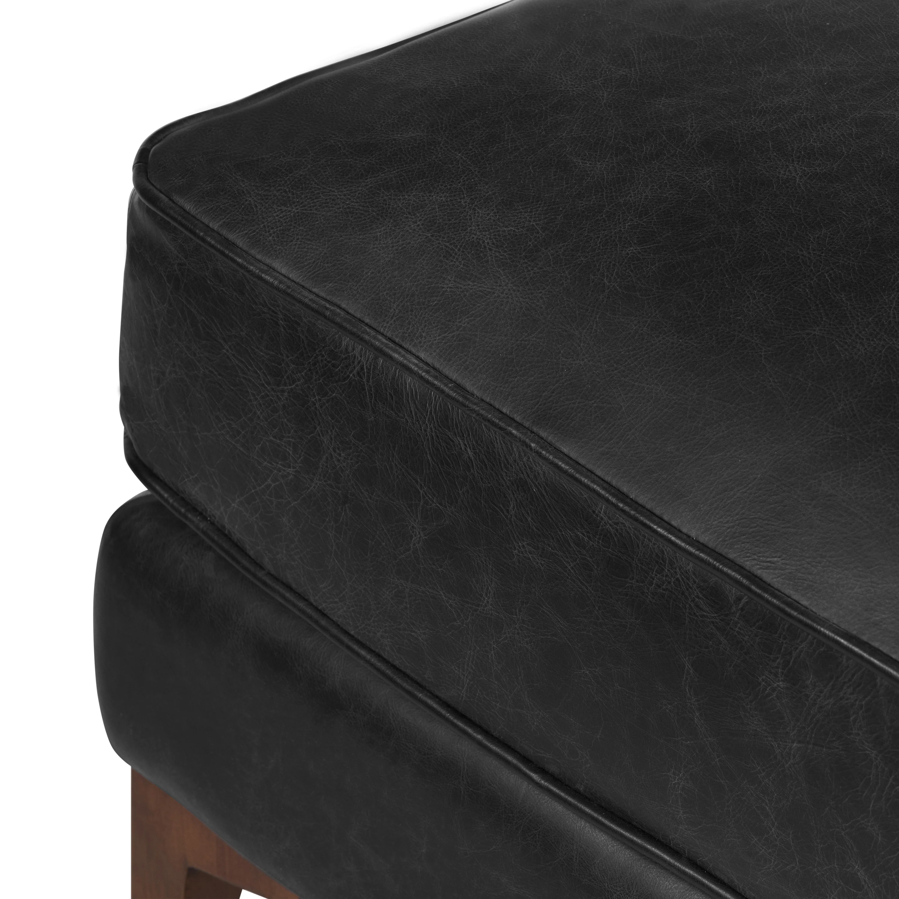Essex Leather Ottoman | Onyx Black - Image 6